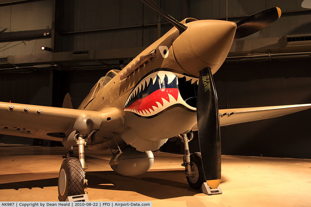 AK987, 1942 Curtiss P-40E Kittyhawk 1A C/N 18731, This is actually a P-40 Kittyhawk restored to resemble a P-40E Warhawk. This aircraft displays the markings of Col. Bruce Holloway, 23rd FG. c/n is 18731