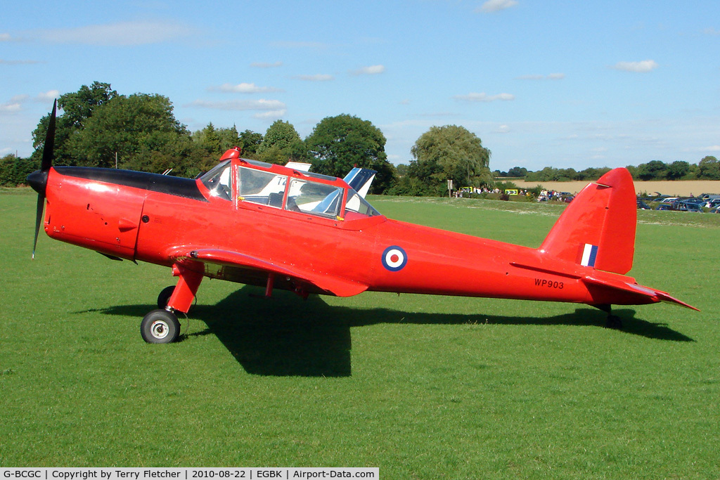 G-BCGC, 1952 De Havilland DHC-1 Chipmunk T.10 C/N C1/0776, 1952 De Havilland DHC-1 CHIPMUNK 22, c/n: C1/0776 in stunning red scheme - wears Serials WP903 - a visitor to the 2010 Sywell Airshow