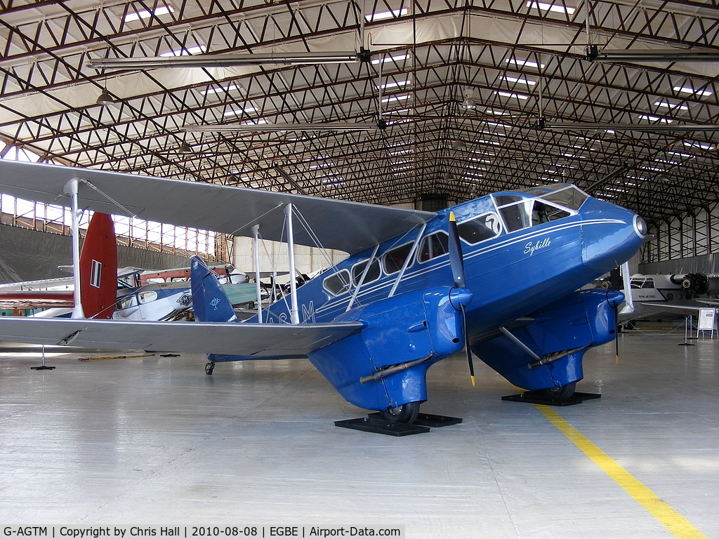 G-AGTM, 1944 De Havilland DH-89A Dominie/Dragon Rapide C/N 6746, Aviation Heritage Ltd DH Rapide inside the hangar at Coventry 'Airbase'
