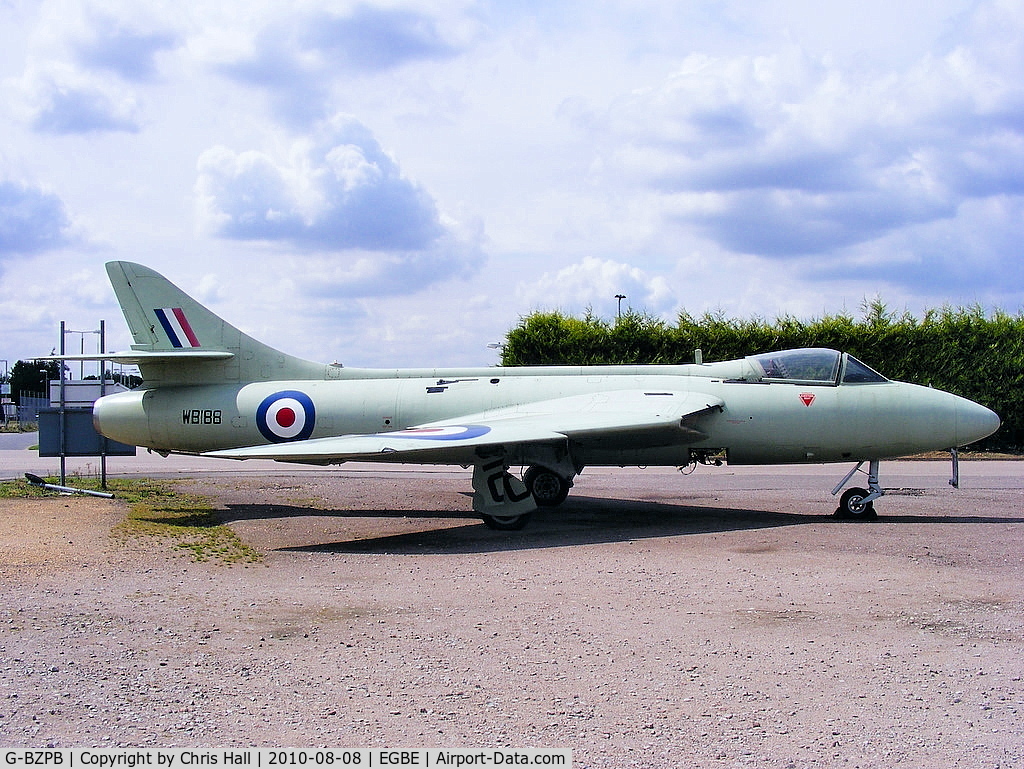 G-BZPB, 1955 Hawker Hunter GA.11 C/N 41H/670762, Painted to represent the original prototype Hunter and wearing the id WB188. Previously displayed at Kemble, now at Coventry 'Airbase'