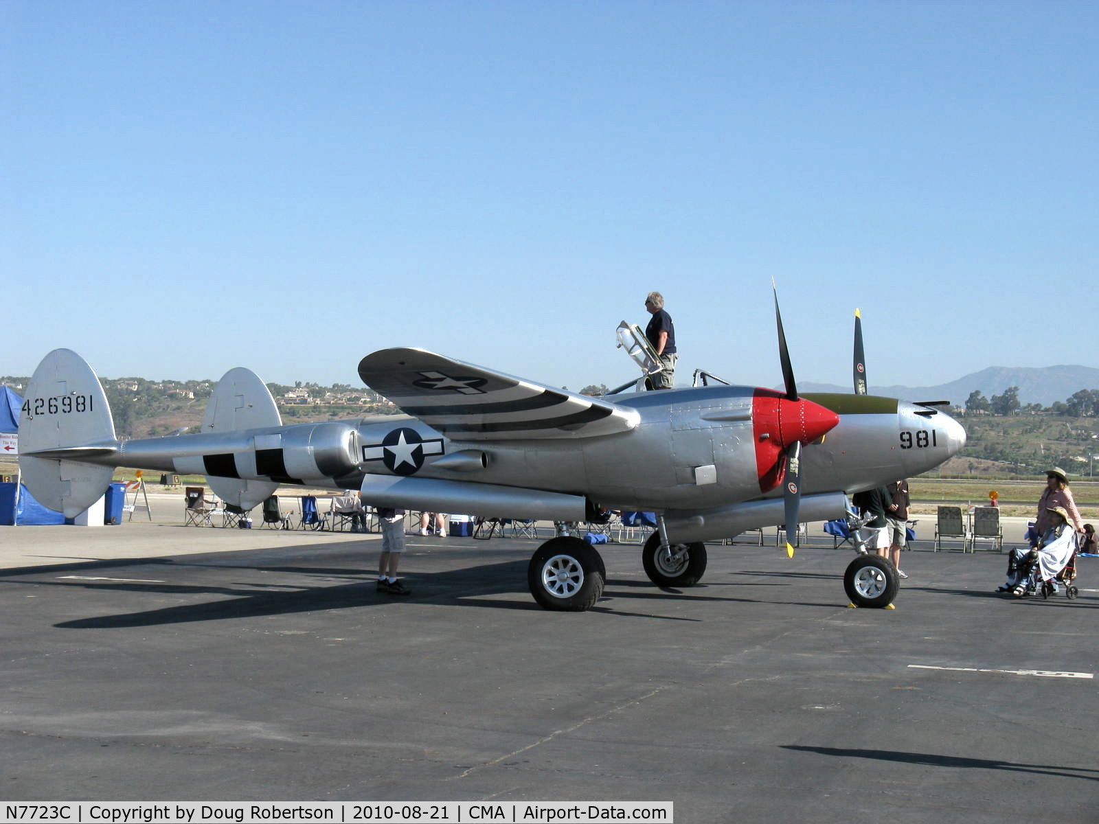 N7723C, 1944 Lockheed P-38L-5 Lightning C/N 7985, 1944 Lockheed P-38L LIGHTNING, two Allison V1710-111/113 counter-rotating 1,475 Hp each, Limited class