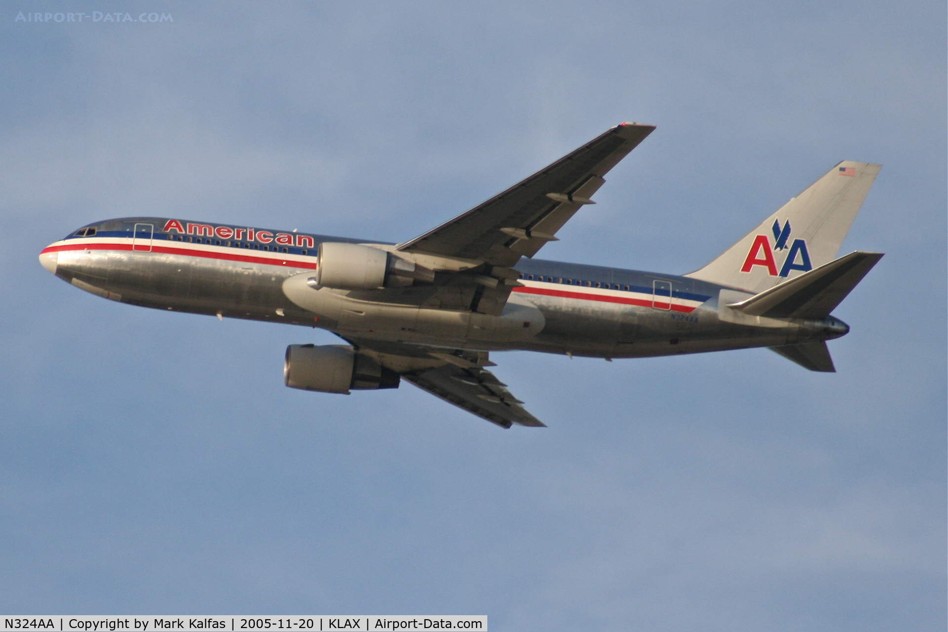 N324AA, 1986 Boeing 767-223 C/N 22325, American Airlines Boeing 767-223, N324AA 25R departure KLAX.