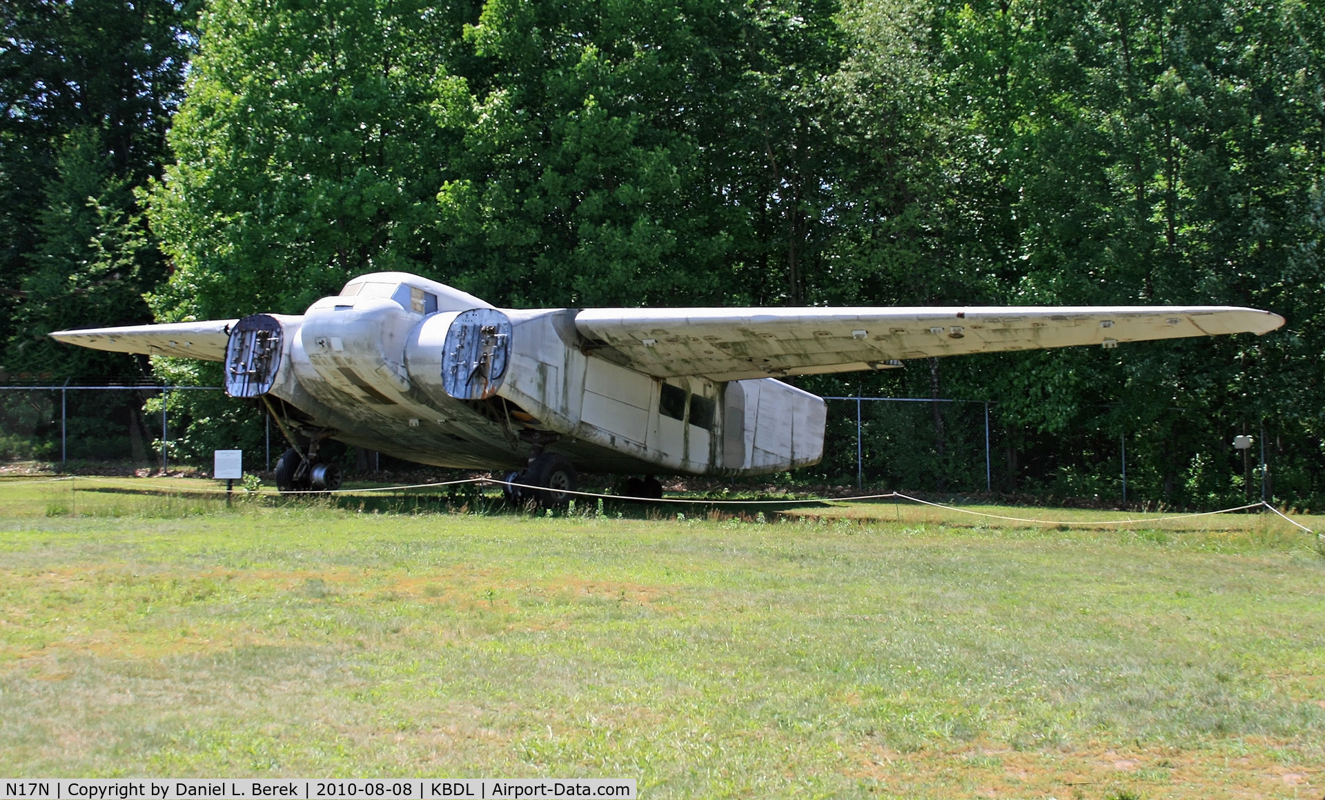 N17N, 1952 Cancargo Aircraft CBY3 C/N CAM-1, This is the only surviving Burnelli aircraft and the only one built by Canadian Car and Foundry (registered in Canada as CF-BEL). The aircraft, awaits restoration at the New England Air Museum in Windsor Locks, CT.