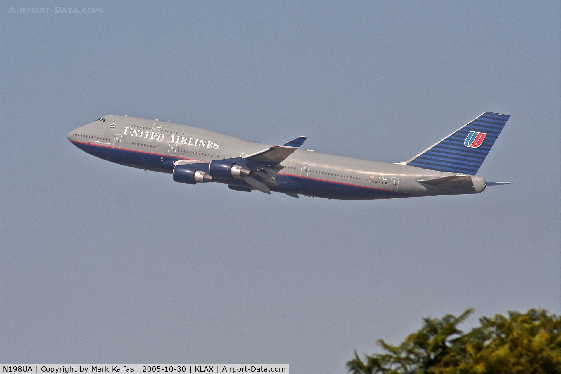 N198UA, 1997 Boeing 747-422 C/N 28716, United Airlines Boeing 747-422, N198UA departing 25R KLAX.