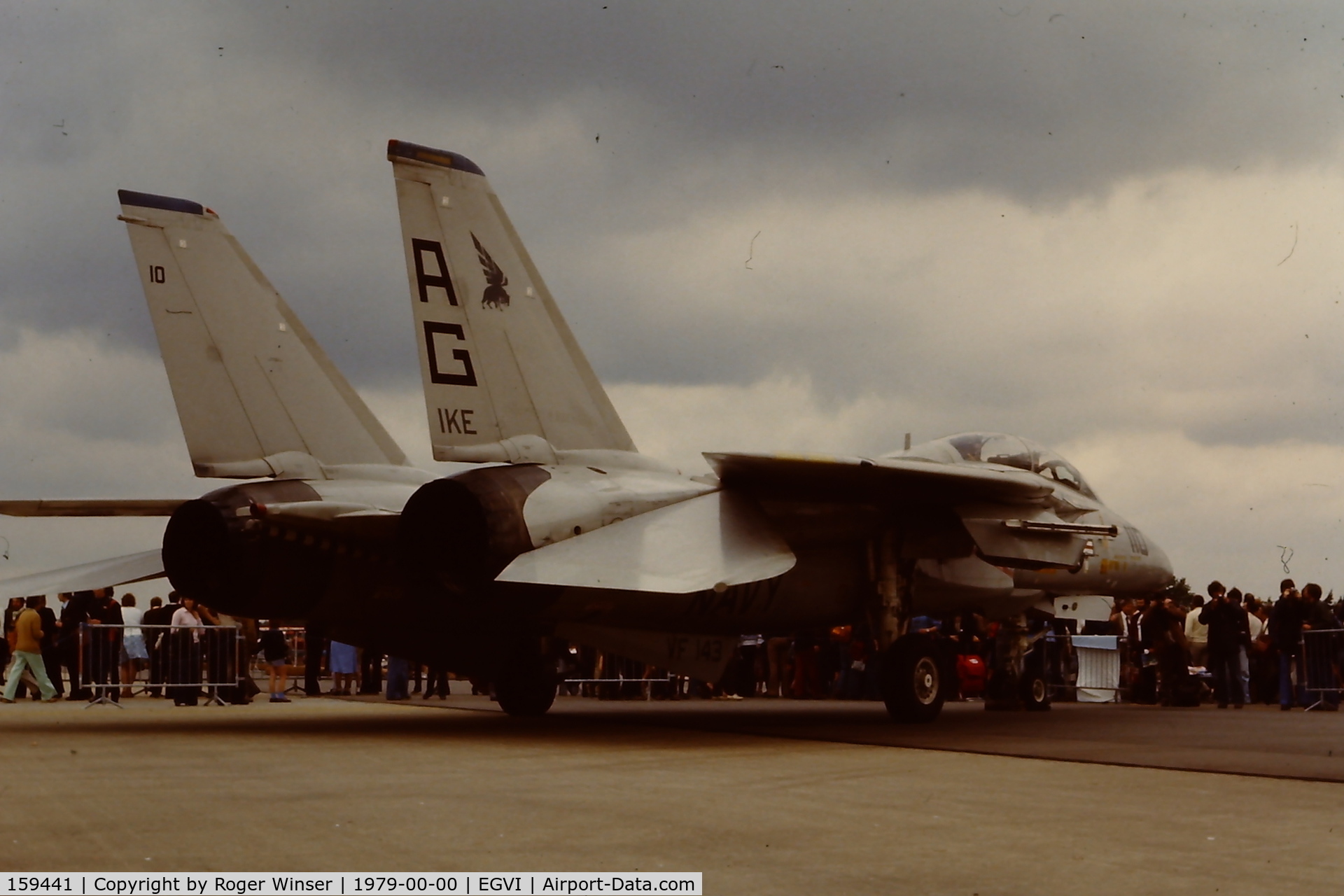 159441, Grumman F-14A Tomcat C/N 107, Coded 110/AG of VF-143. Part of the Dwight D Eisenhower Carrier Air Wing (CVW-7) attending the IAT held at RAF Greenham Common in 1979.