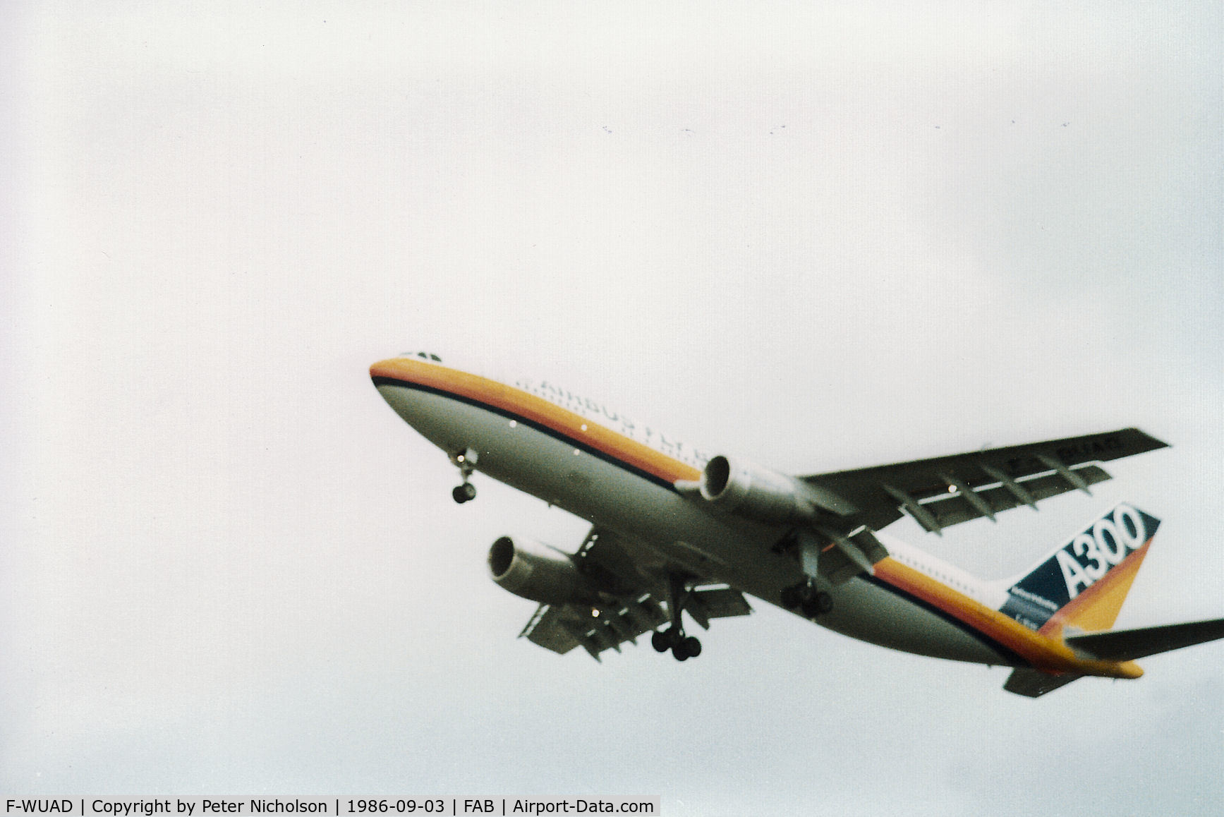 F-WUAD, 1973 Airbus A300B2-103 C/N 003, The Airbus Fly-by-Wire demonstrator was flown at the 1986 Farnborough Airshow.