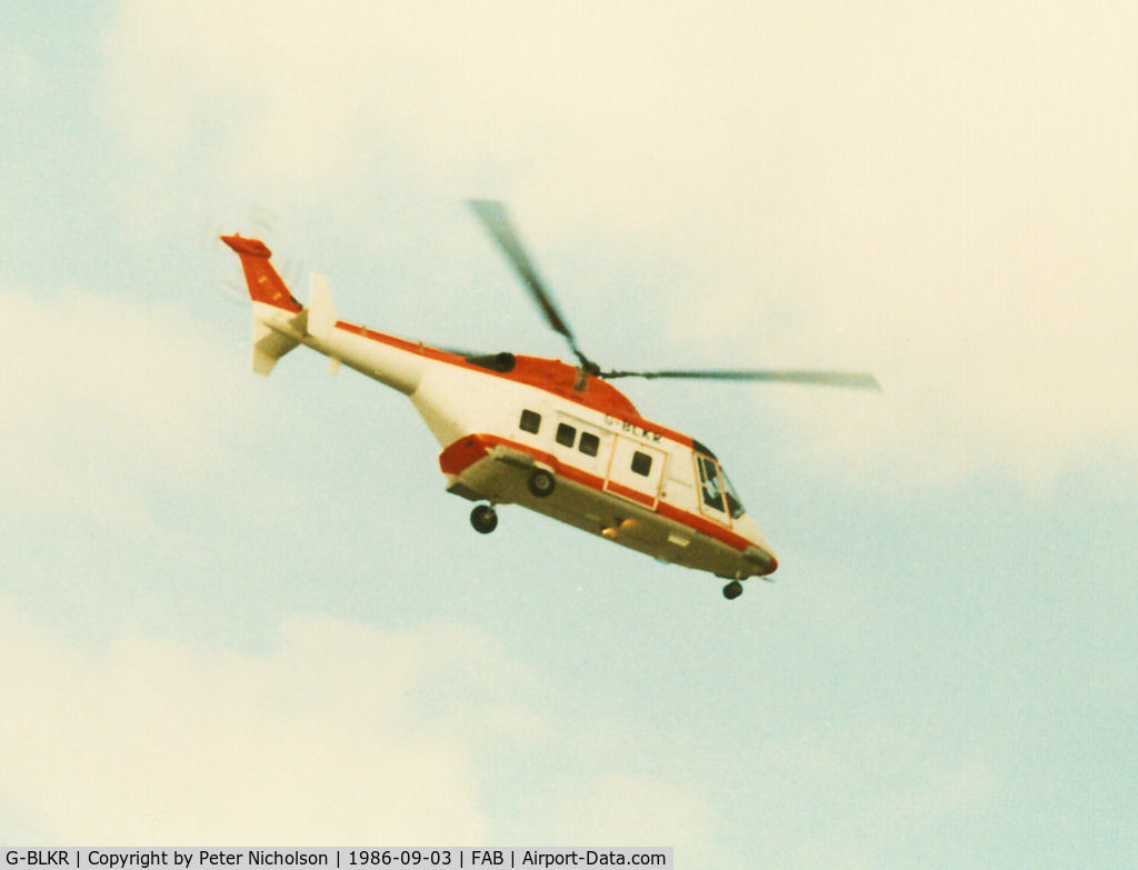 G-BLKR, 1984 Westland WG-30-100-60 C/N 017, This WG30 was demonstrated by Westland Helicopters at the 1986 Farnborough Airshow.