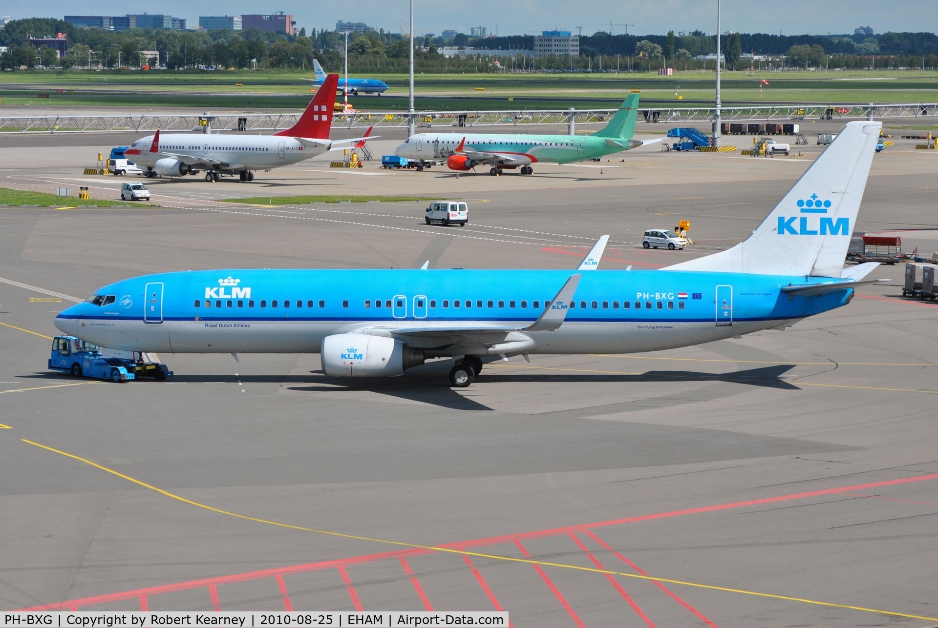 PH-BXG, 2000 Boeing 737-8K2 C/N 30357, KLM being towed to remote parking