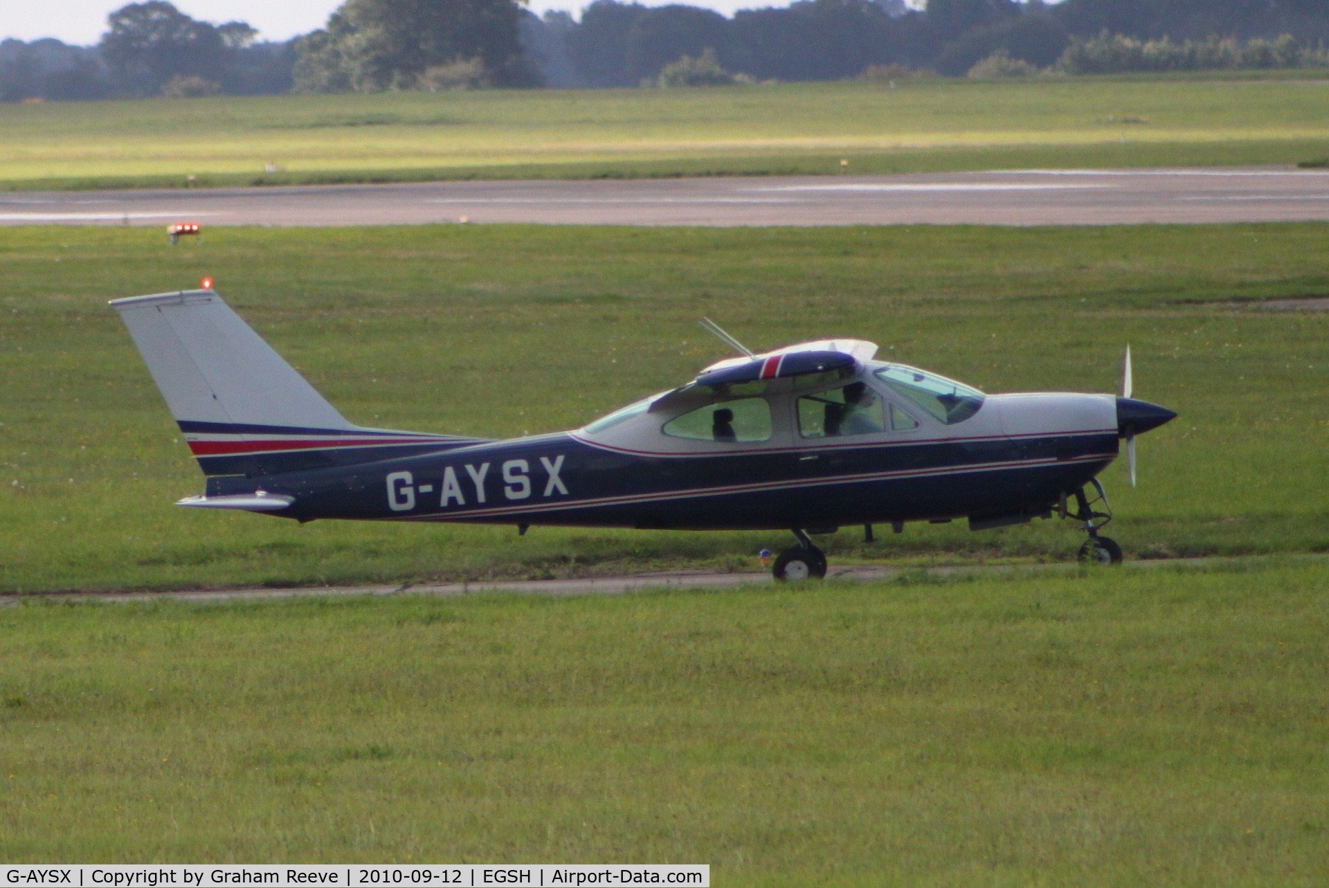 G-AYSX, 1971 Reims F177RG Cardinal RG C/N 0024, About to depart.