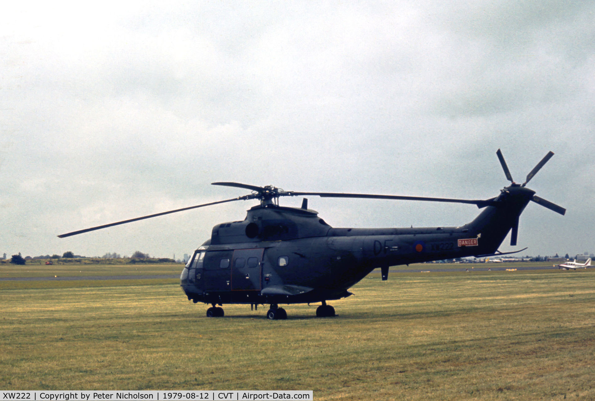 XW222, 1972 Westland Puma HC.1 C/N 1157, Puma HC.1, callsign DLA 91, of 230 Squadron at RAF Aldergrove on display at the 1979 Coventry Airshow.