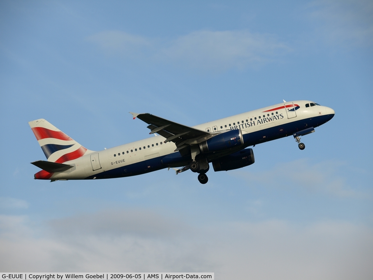 G-EUUE, 2002 Airbus A320-232 C/N 1782, Take off of the 