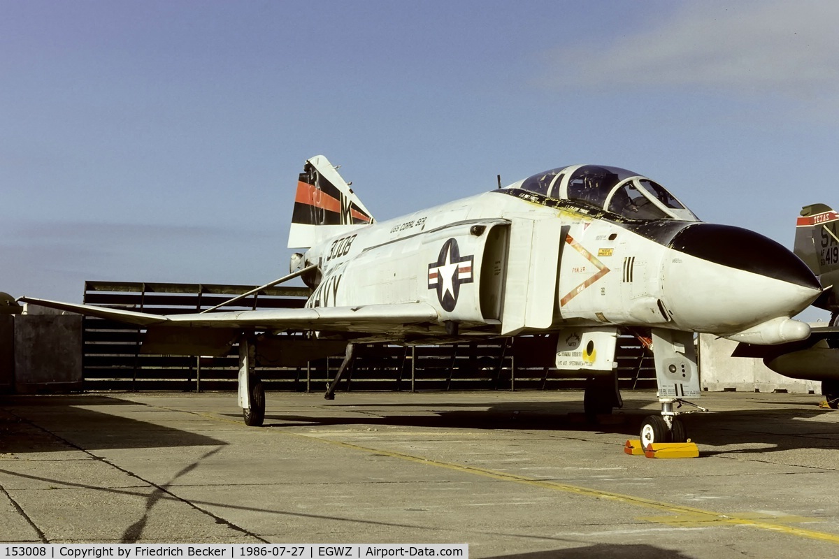 153008, McDonnell F-4N Phantom II C/N 1477, ABDR Aircraft at RAF Alconbury during the late eighties Originaly a F-4B-26-MC converted and redesignated to F-4N.