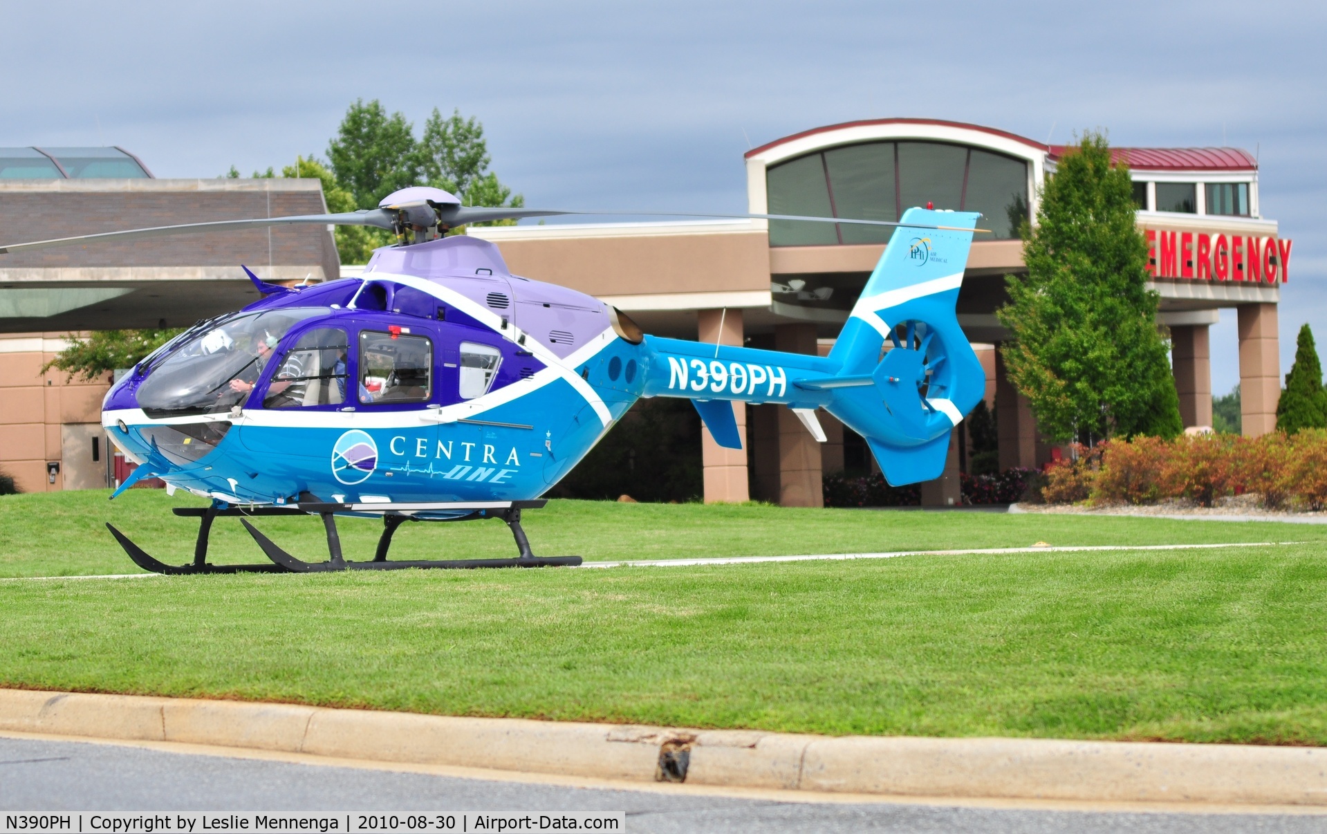 N390PH, 2008 Eurocopter EC-135P-2+ C/N 0733, Tail #N390PH Centra One at Lynchburg General Hospital, Lynchburg, Virginia.