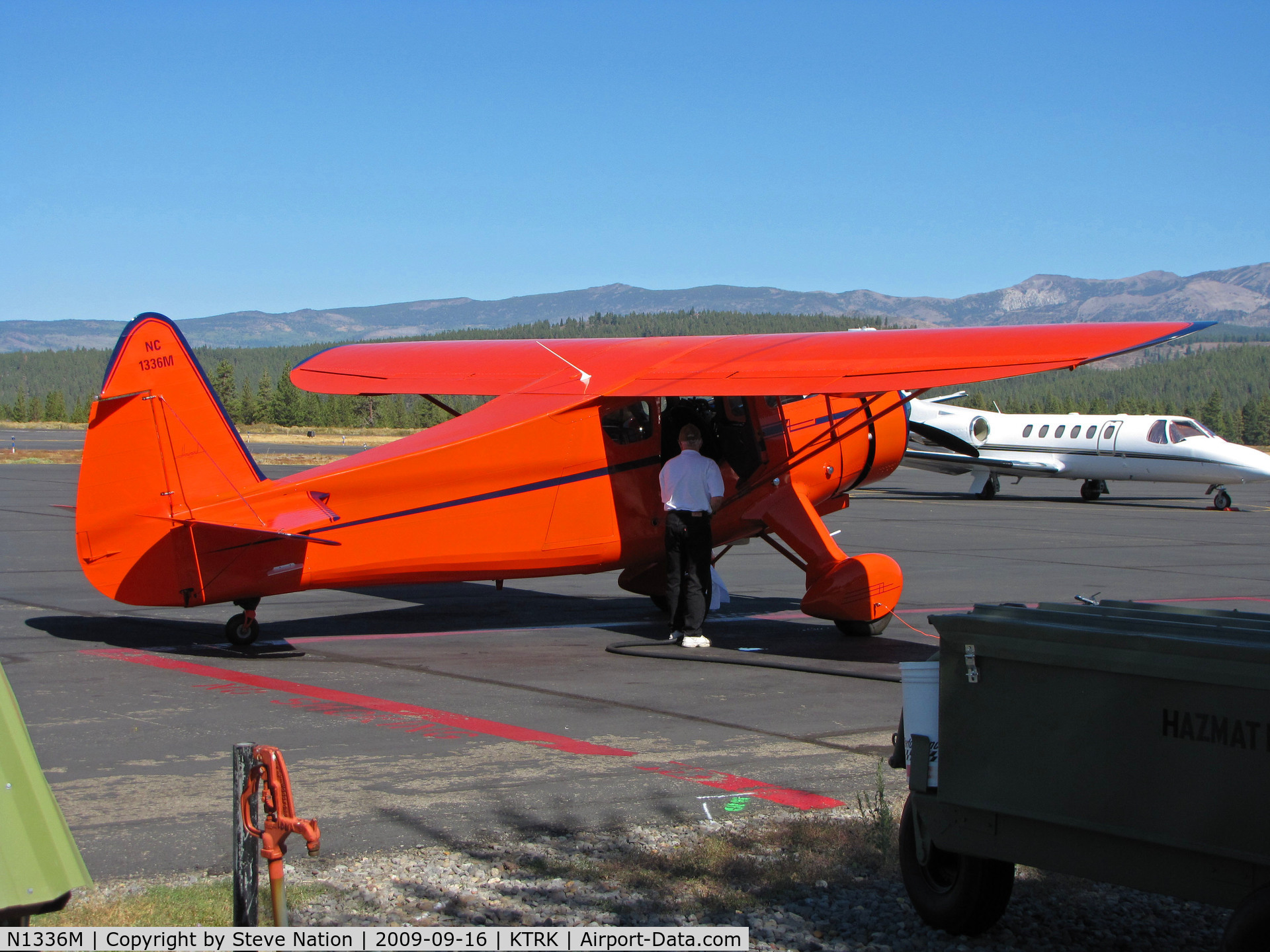 N1336M, 1943 Howard Aircraft DGA-15P C/N 1714, Bright orange 1943 Howard Aircraft DGA-15P as NC1336M visiting Tahoe-Truckee Regional, CA