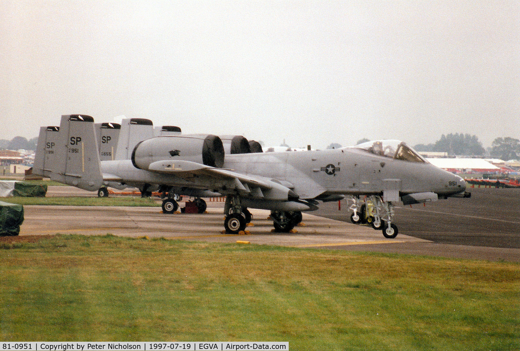 81-0951, 1981 Fairchild Republic A-10A Thunderbolt II C/N A10-0646, Another view of the Spangdahlem based A-10A Thunderbolt, callsign Panther 11, on the flight-line at the 1997 Intnl Air Tattoo at RAF Fairford.