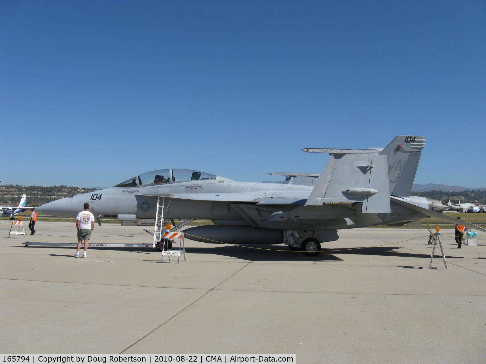 165794, Boeing F/A-18F Super Hornet C/N 1521/F020, Boeing F/A-18F SUPER HORNET, two GE F414-GE-400 Turbofans 14,000 lb t each, 22,000 lb t each with afterburning, wings folded