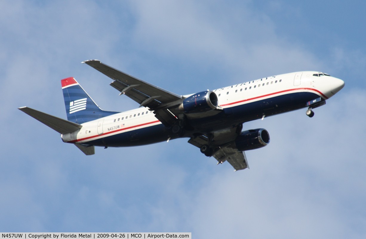 N457UW, 1991 Boeing 737-4B7 C/N 25021, US Airways 737-400