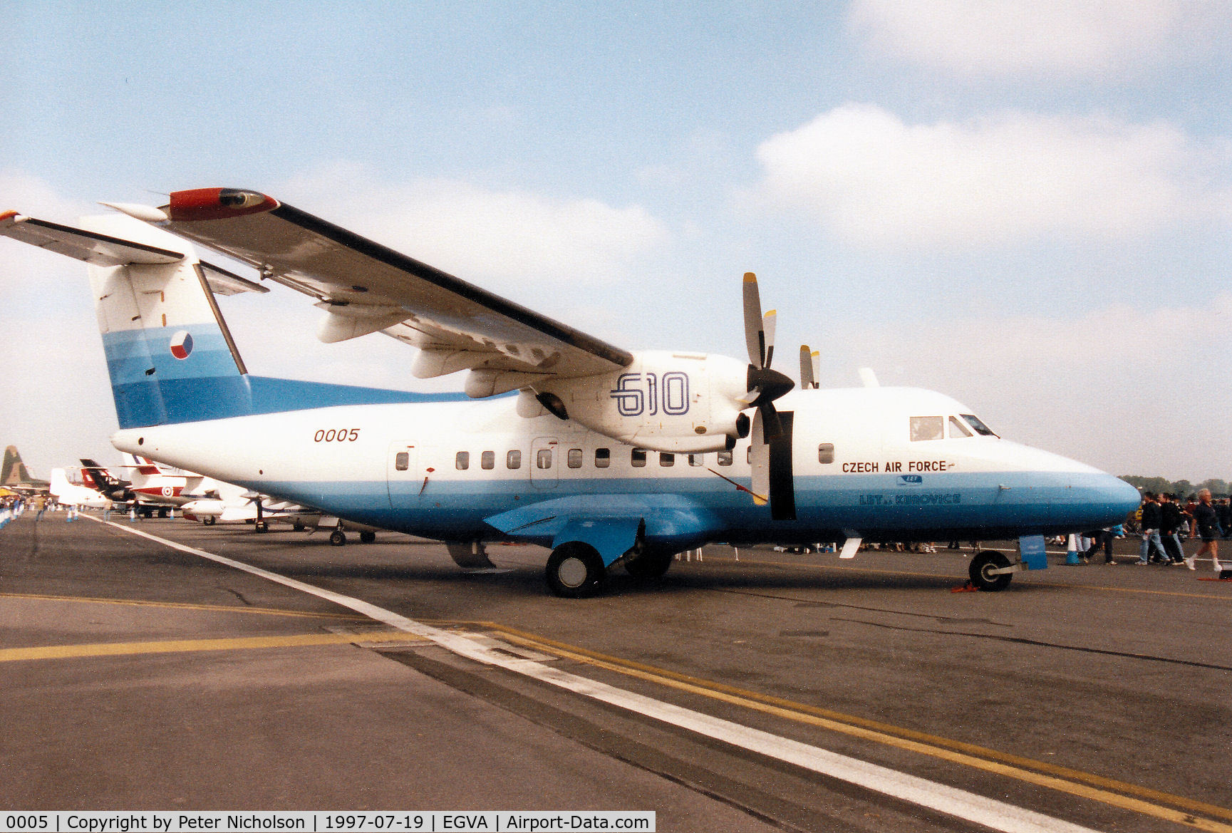 0005, 1990 Let L-610M C/N X-05, Czech Air Force Let L-610M on display at the 1997 Intnl Air Tattoo at RAF Fairford.