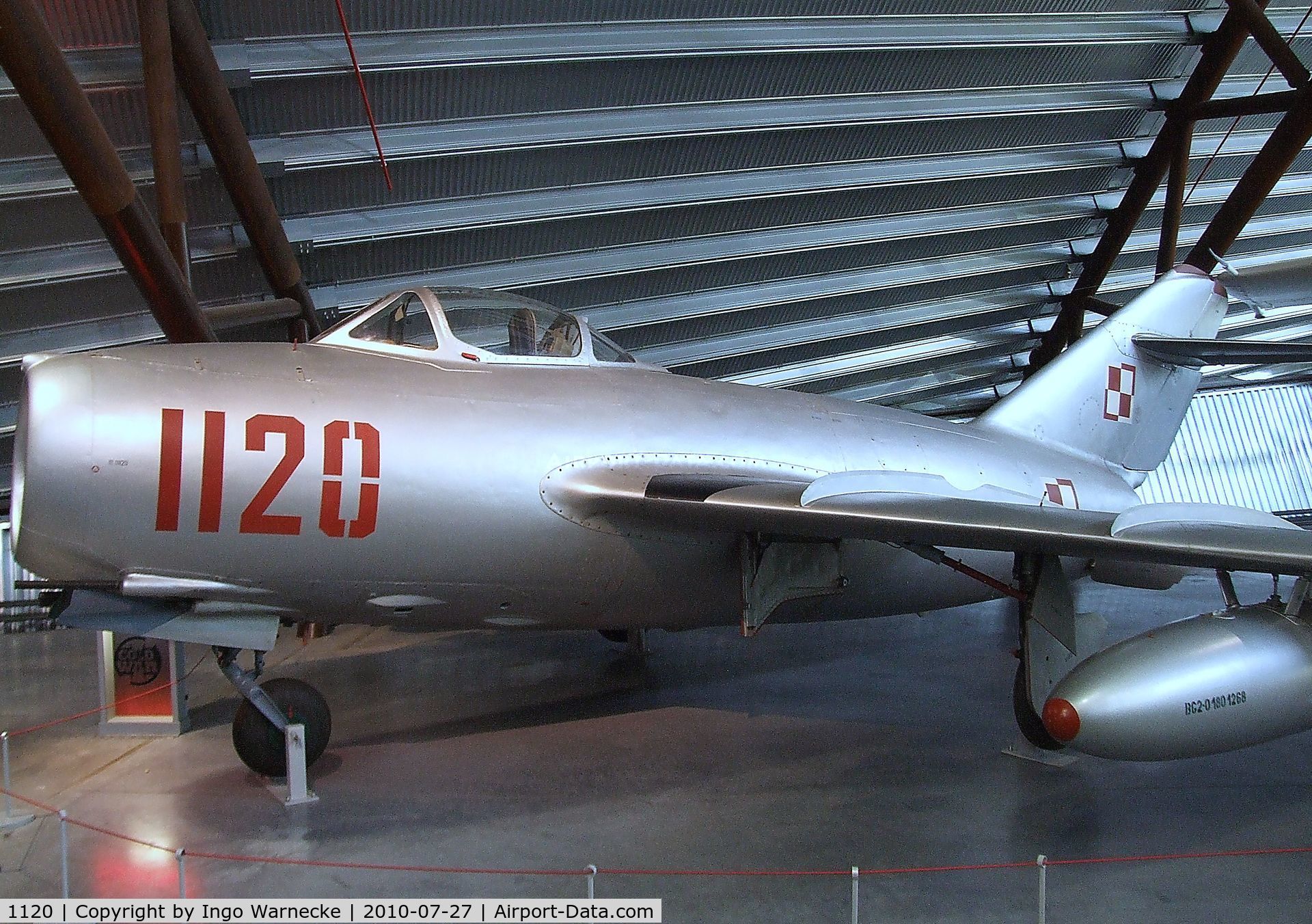 1120, 1955 Mikoyan-Gurevich MiG-15bis (Lim-2) C/N 1B01120, Mikoyan i Gurevich MiG-15bis (Lim-2) FAGOT at the RAF Museum, Cosford