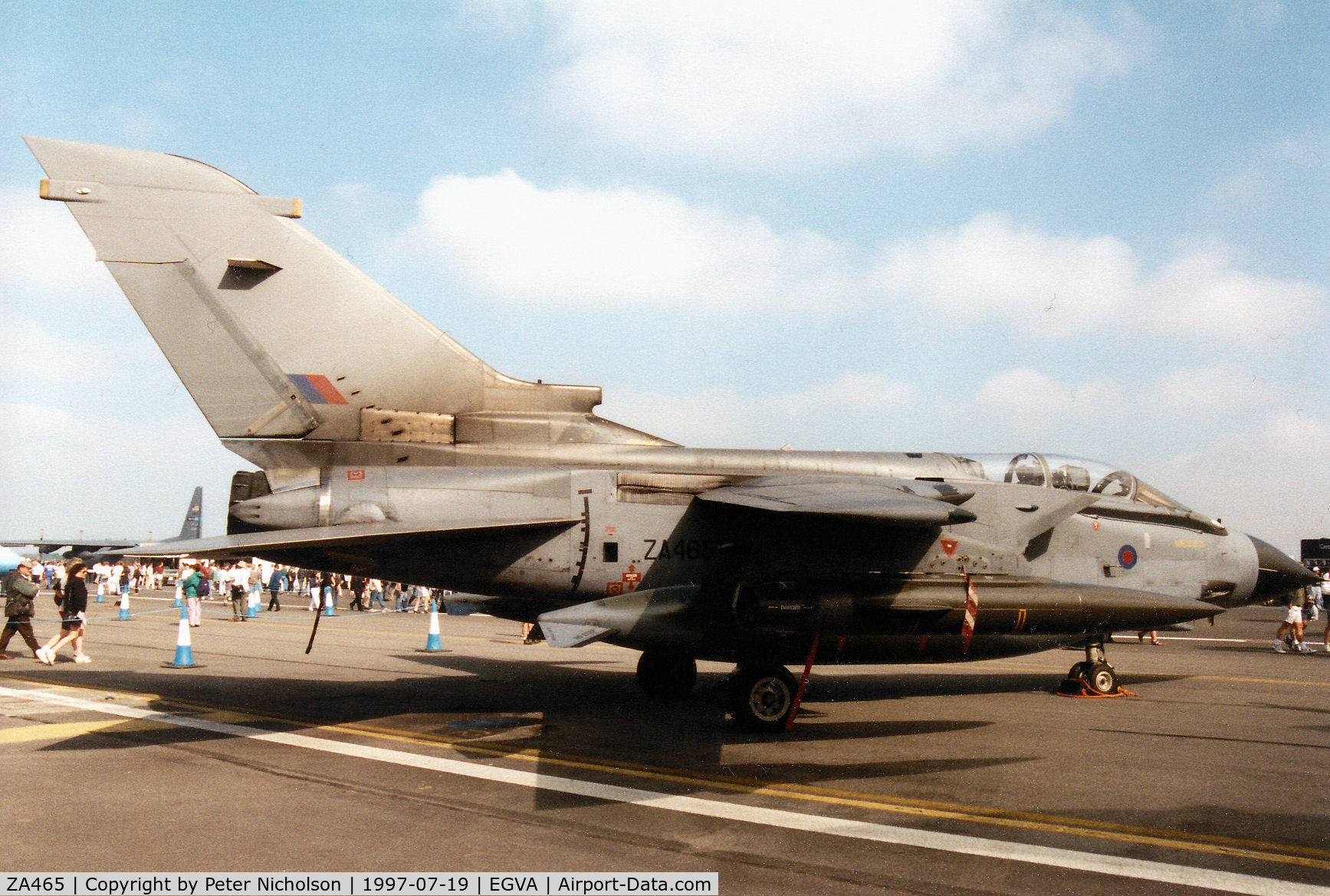 ZA465, 1983 Panavia Tornado GR.1B C/N 278/BS095/3131, Tornado GR.1B, callsign Wolf 1, of 12 Squadron at RAF Lossiemouth on display at the 1997 Intnl Air Tattoo at RAF Fairford.