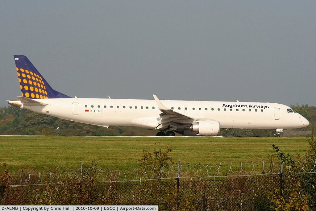 D-AEMB, 2009 Embraer 195LR (ERJ-190-200LR) C/N 19000297, Augsburg Airways operating for Lufthansa Regional