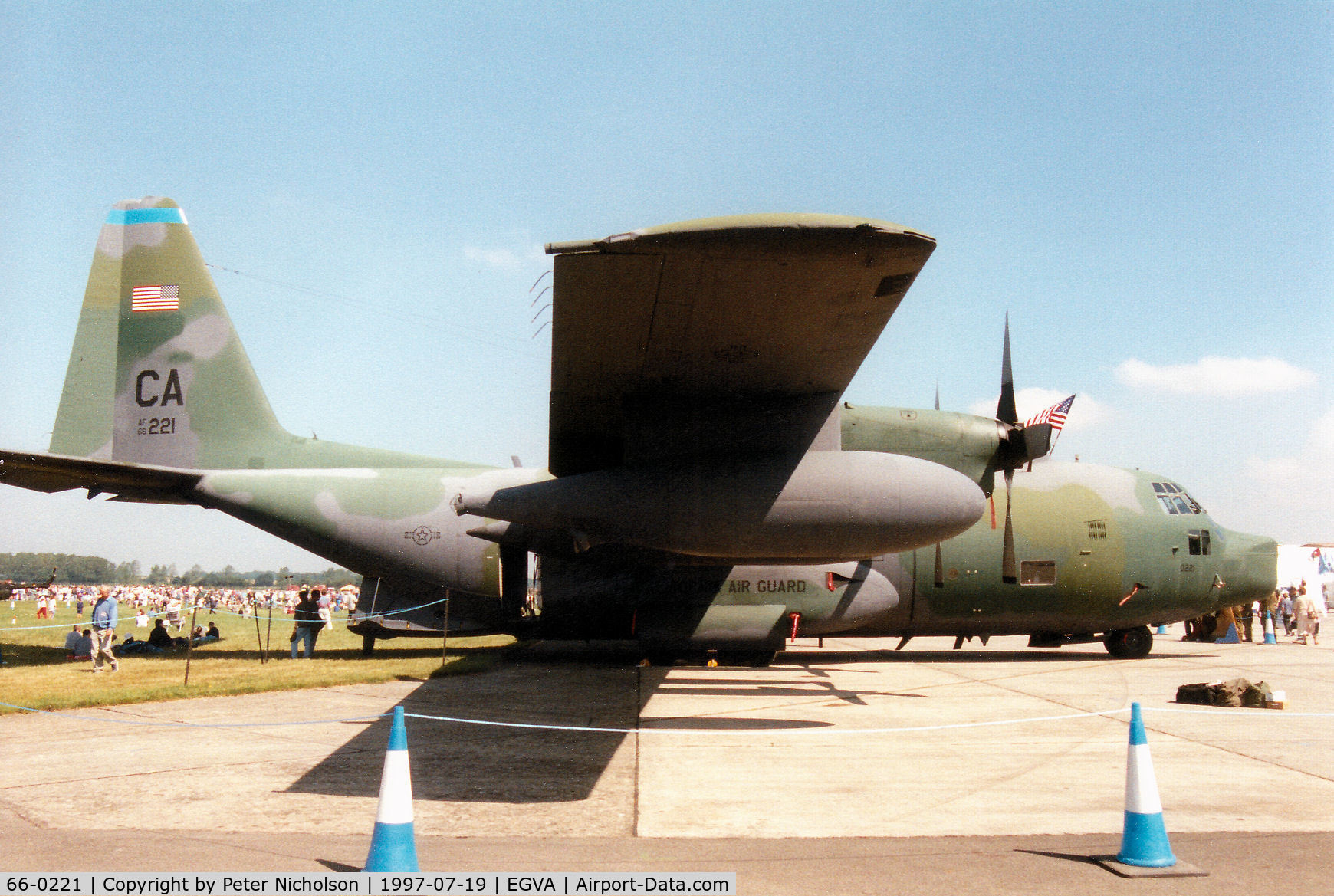 66-0221, 1966 Lockheed HC-130P Hercules C/N 382-4183, HC-130P Hercules, callsign King 61, of 129th Rescue Squadron on display at the 1997 Intnl Air Tattoo at RAF Fairford.