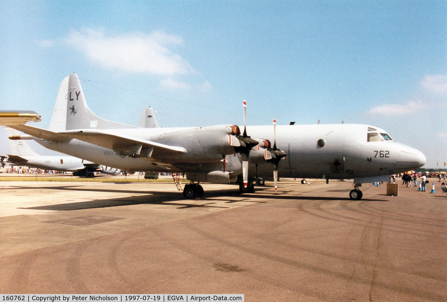 160762, Lockheed P-3C Orion C/N 285A-5671, P-3C Orion, callsign Navy Lima Yankee 925, of Patrol Squadron VP-92 on display at the 1997 Intnl Air Tattoo at RAF Fairford.