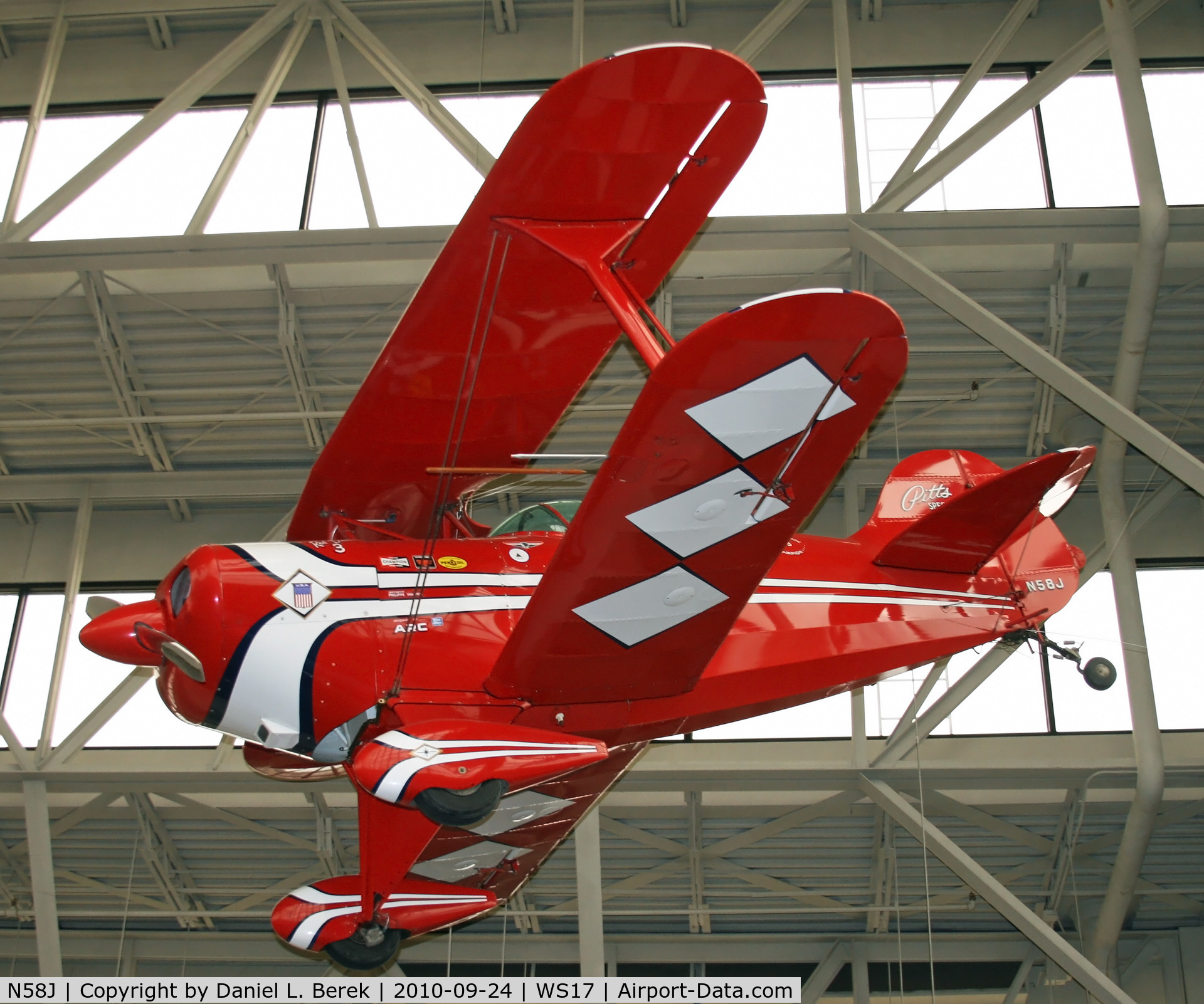 N58J, 1971 Pitts P-7 C/N 107, Formerly of the Red Devils, this Pitts special now adorns the foyer of the EAA AirVenture Museum.