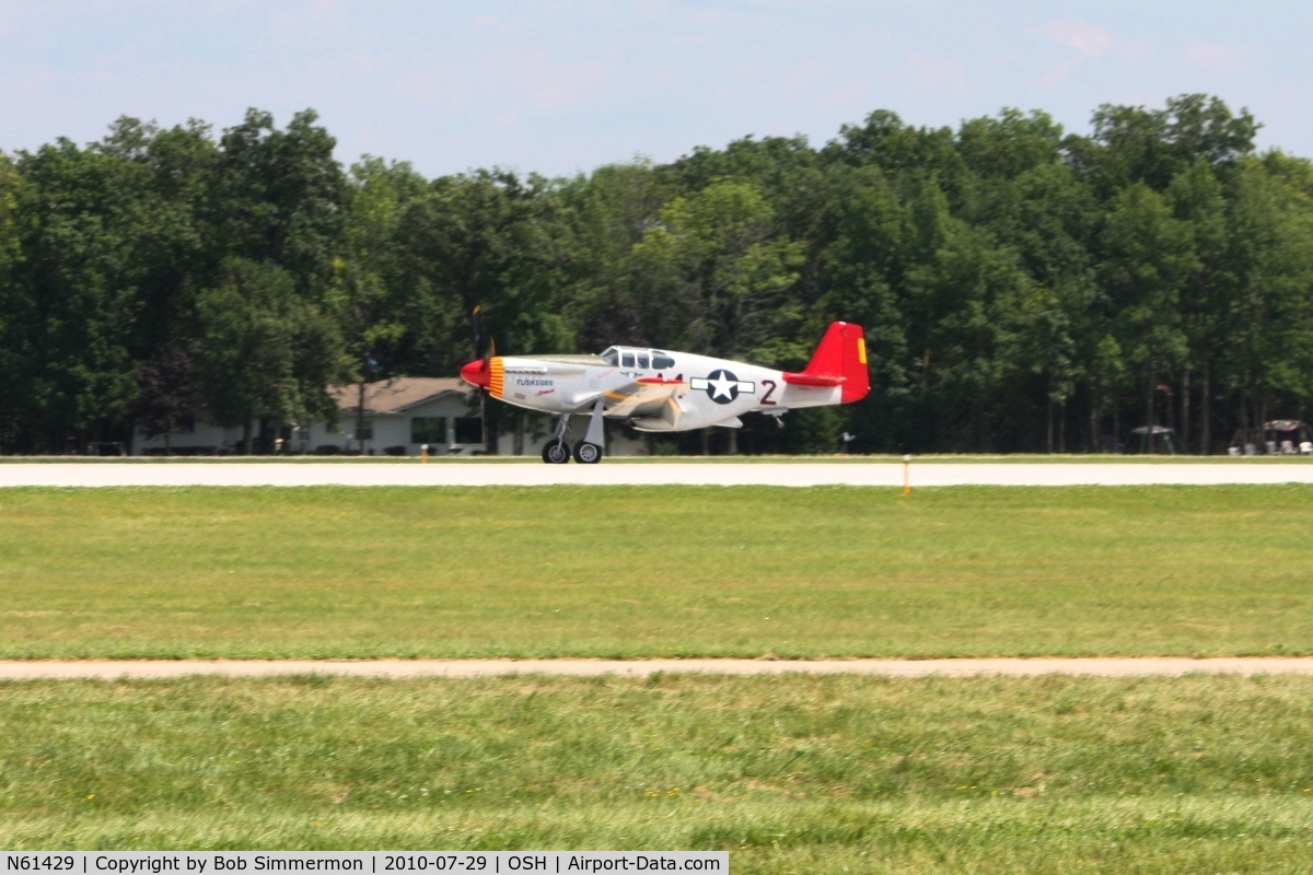 N61429, 1942 North American P-51C Mustang C/N 103-26199, Arriving at Airventure 2010 - Oshkosh, Wisconsin