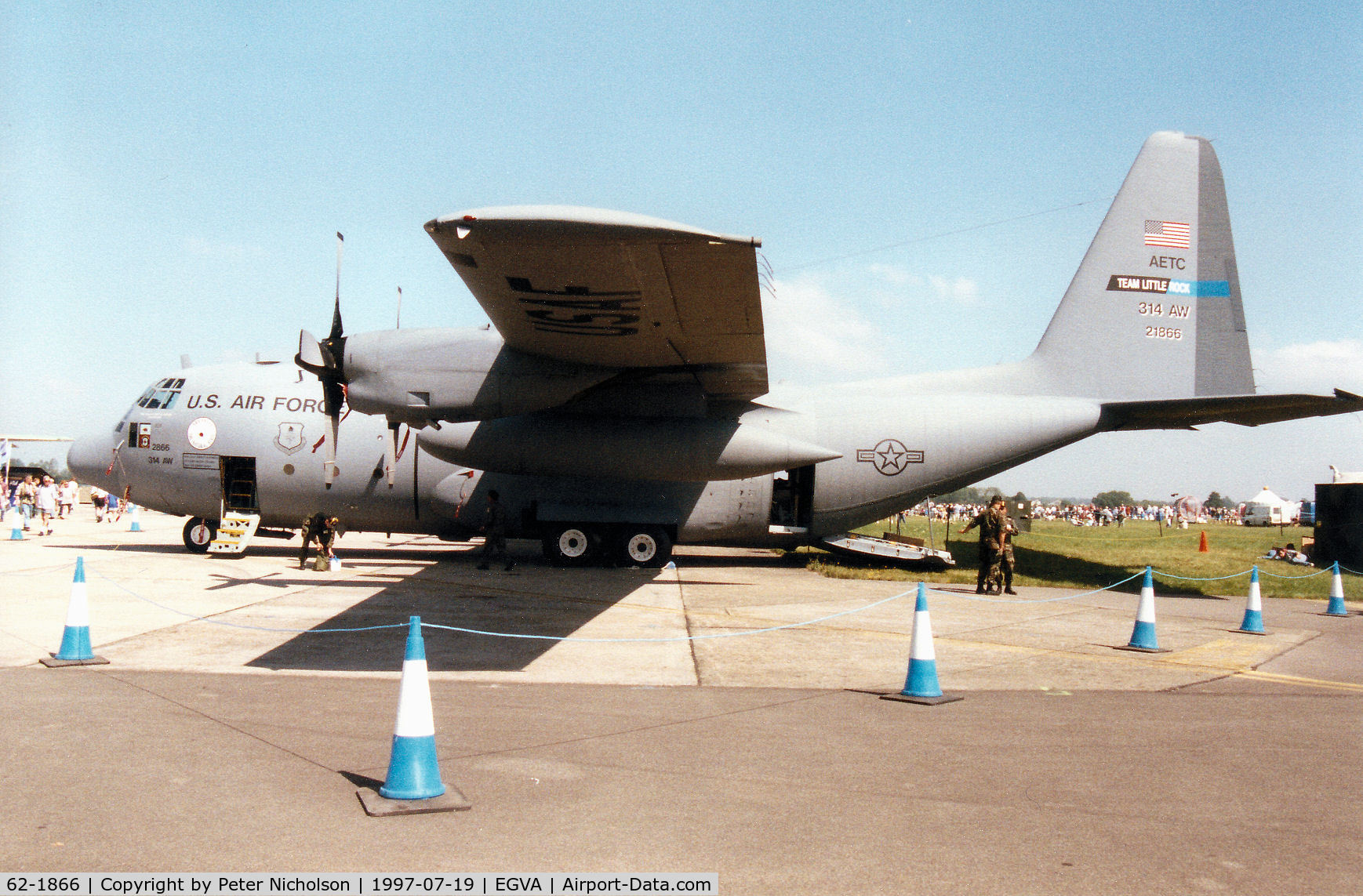 62-1866, 1962 Lockheed C-130E Hercules C/N 382-3830, Another view of the 314th Airlift Wing C-130E Hercules, callsign Wang 23, on display at the 1997 Intnl Air Tattoo at RAF Fairford.