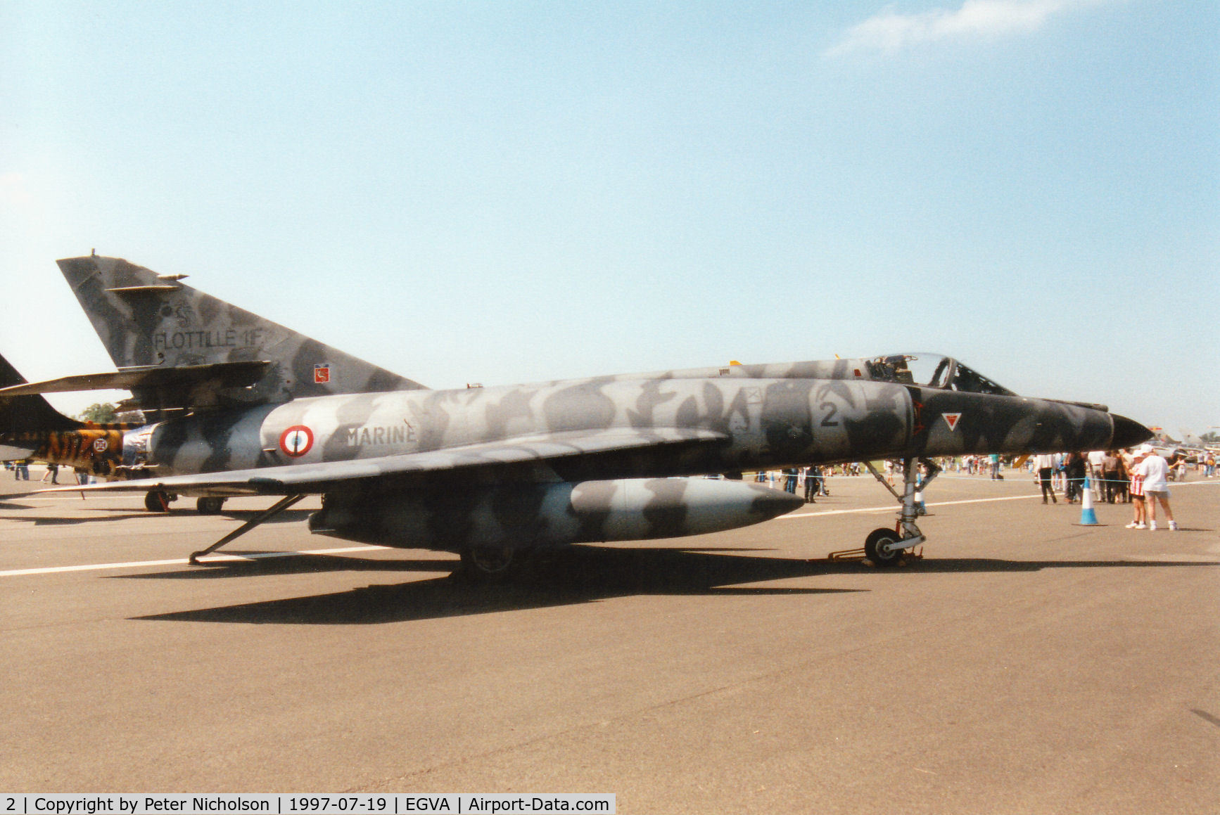 2, Dassault Super Etendard C/N 2, Another view of the 11 Flotille Super Etendard of the French Aeronavale on display at the 1997 Intnl Air Tattoo at RAF Fairford.