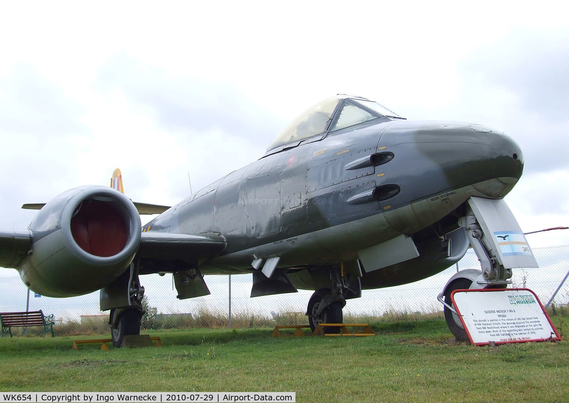 WK654, 1952 Gloster Meteor F.8 C/N Not found WK654, Gloster Meteor F8 at the City of Norwich Aviation Museum