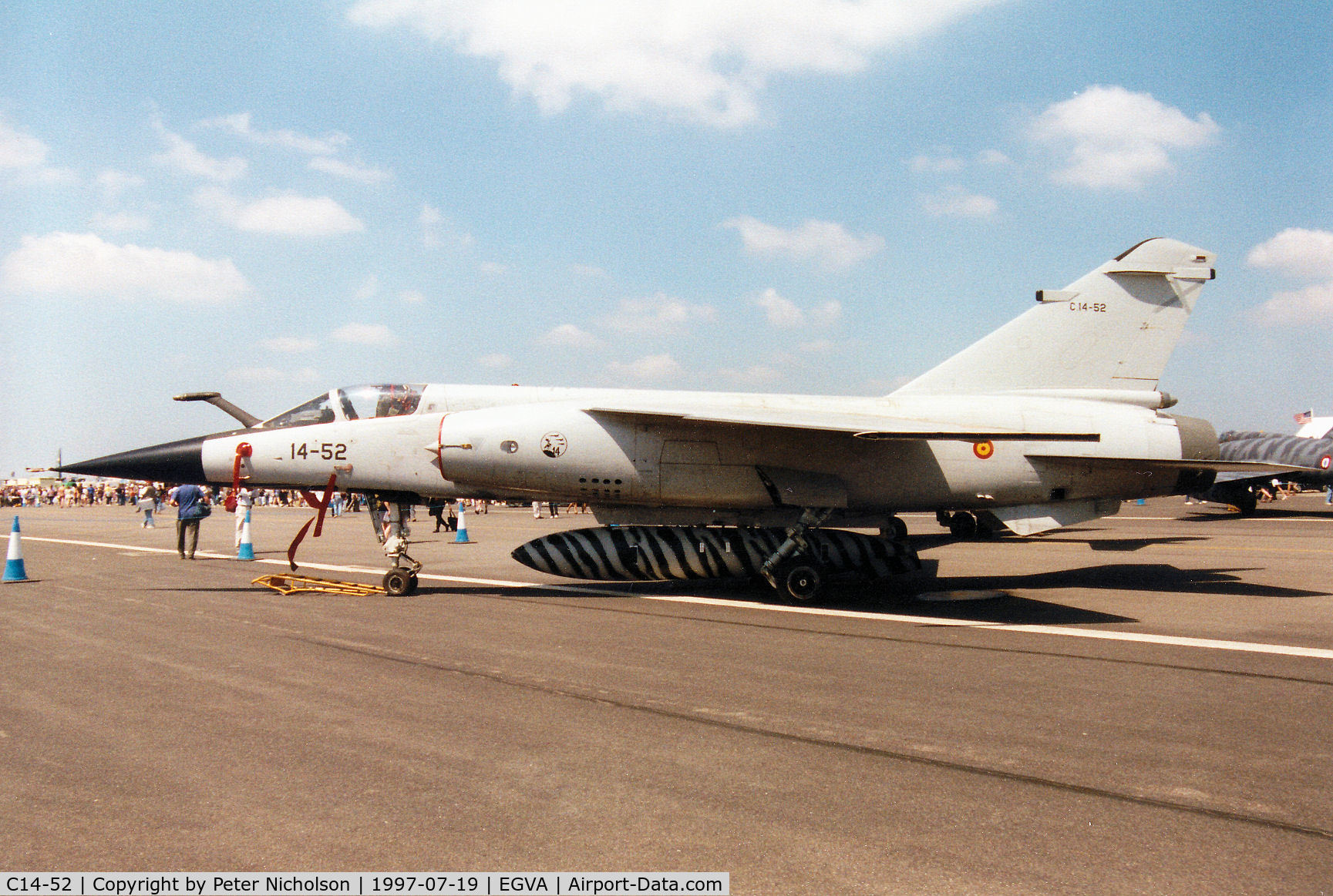 C14-52, Dassault Mirage F.1EE C/N Not found C14-52, Mirage F.1EE of Ala 14 Spanish Air Force on display at the 1997 Intnl Air Tattoo at RAF Fairford.