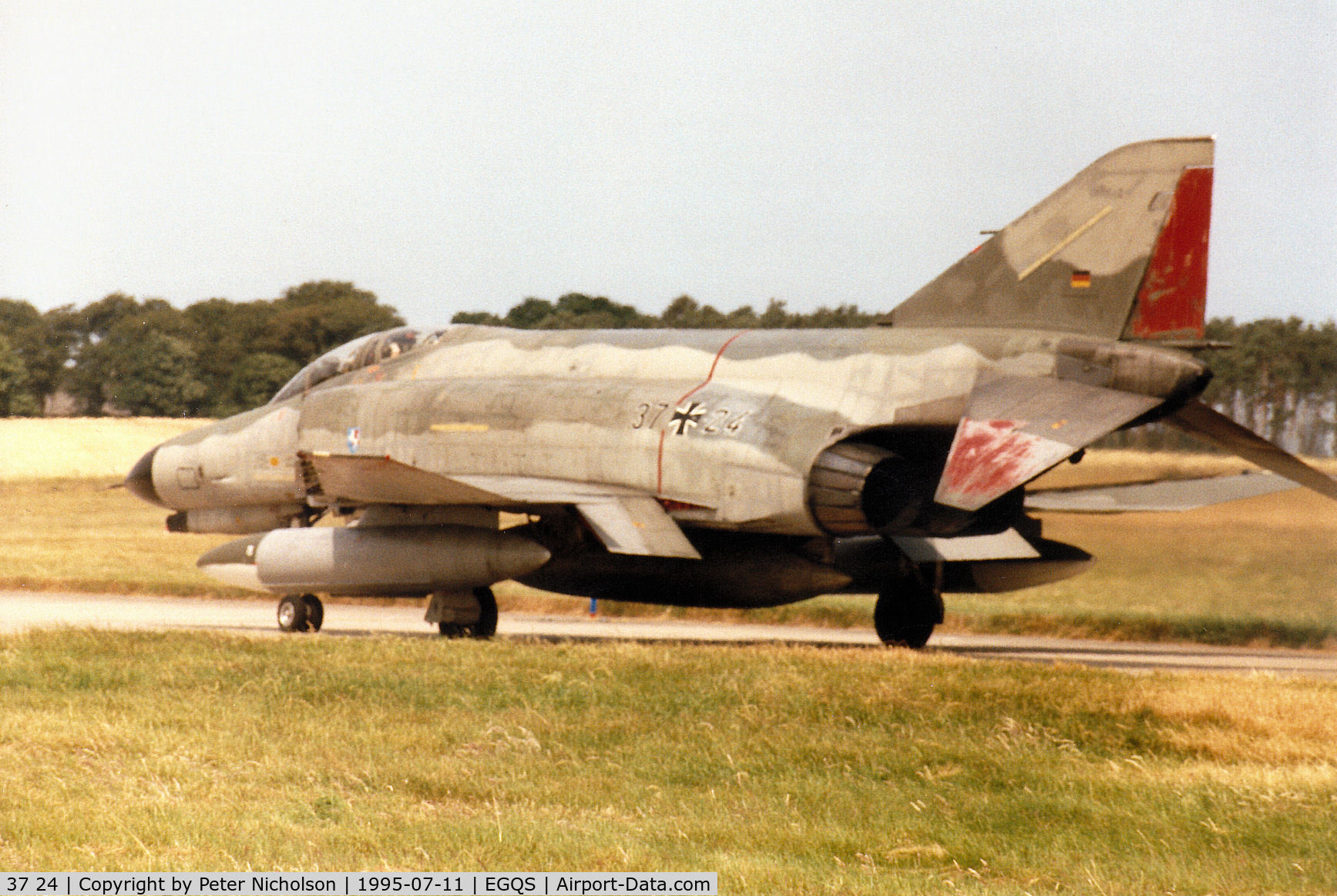 37 24, 1972 McDonnell Douglas F-4F Phantom II C/N 4405, F-4F Phantom of JG-73 German Air Force awaiting clearance to join Runway 05 at RAF Lossiemouth in the Summer of 1995.