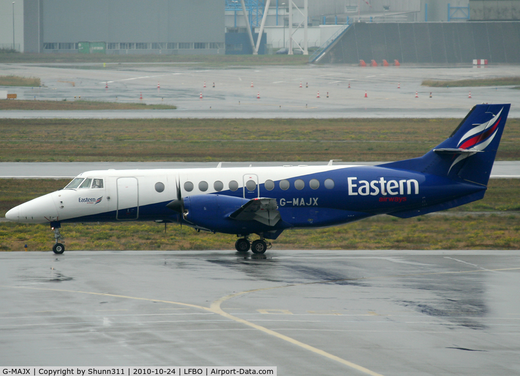 G-MAJX, 1997 British Aerospace Jetstream 41 C/N 41098, Taxiing holding point rwy 32R for departure...