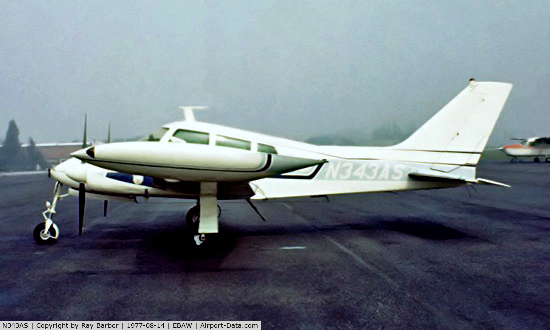 N343AS, 1963 Cessna 310H C/N 310H0057, Cessna 310H [310H-0057] Antwerp~OO 14/08/1977. Taken from a slide.