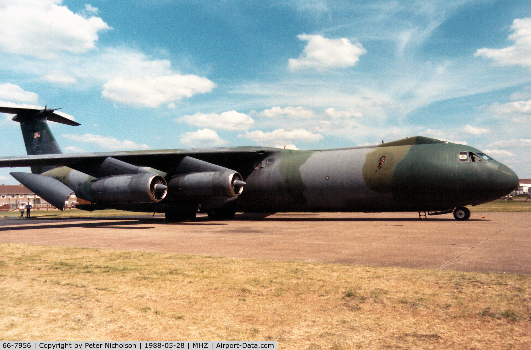 66-7956, 1966 Lockheed C-141B Starlifter C/N 300-6248, C-141B Starlifter of 437th Military Airlift Wing based at Charleston AFB on display at the 1988 RAF Mildenhall Air Fete.