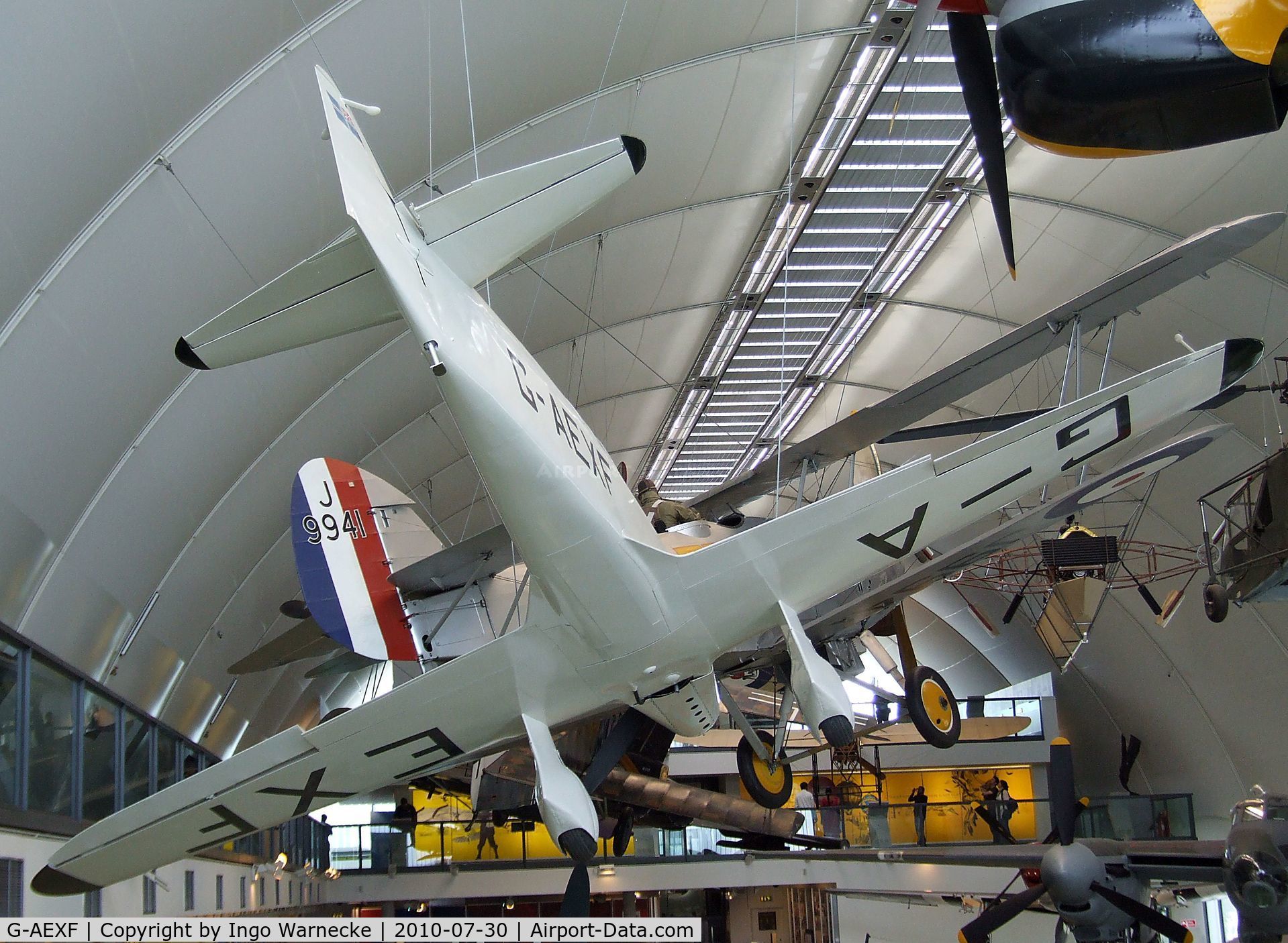 G-AEXF, Percival E-2H Mew Gull (replica) C/N Not found G-AEXF, Percival P-6 Mew Gull (E2H) replica at the RAF Museum, Hendon