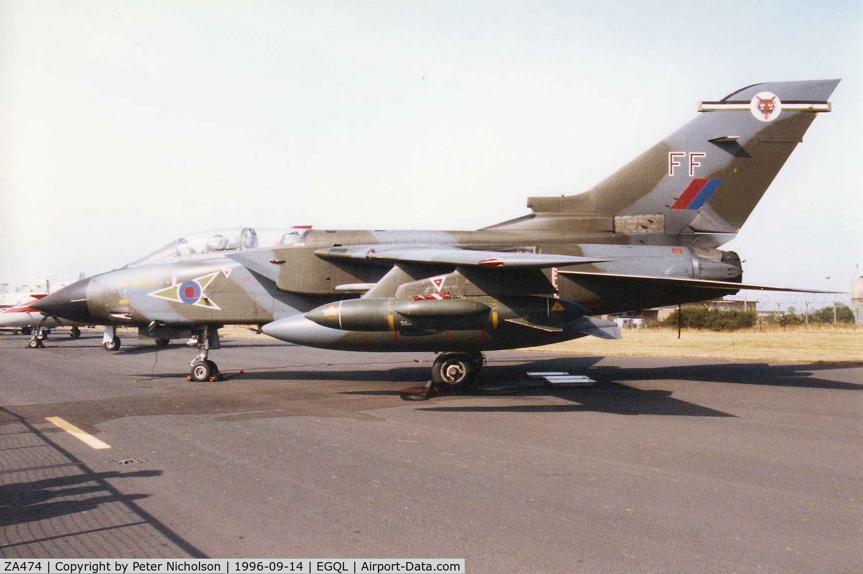 ZA474, 1983 Panavia Tornado GR.1B C/N 300/BS104/3140, Tornado GR.1B, callsign Wolf 1, of 12 Squadron at RAF Lossiemouth on display at the 1996 RAF Leuchars Airshow.