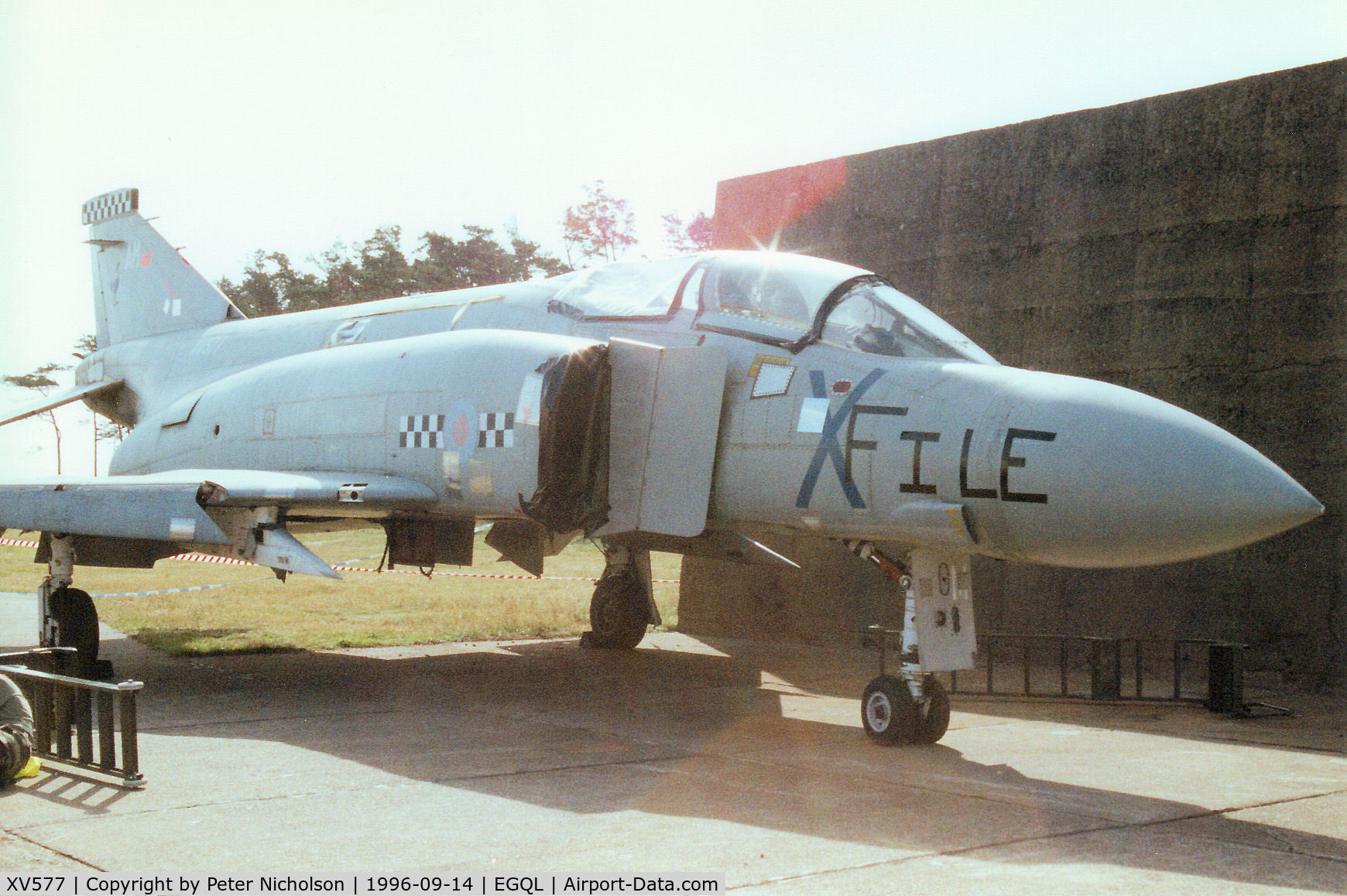 XV577, 1968 McDonnell Douglas Phantom FG1 C/N 3155/9331, Phantom FG.1 formerly in service with 43 Squadron on decoy duty at the 1996 RAF Leuchars Airshow.