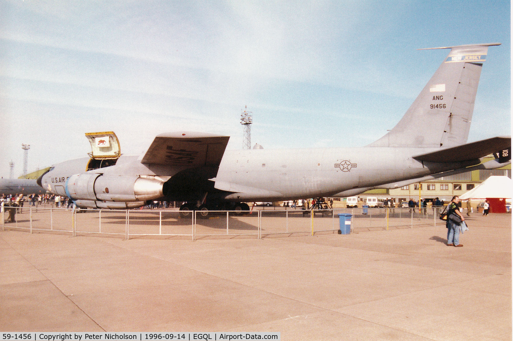 59-1456, 1959 Boeing KC-135E Stratotanker C/N 17944, Another view of the New Jersey Air National Guard KC-135E Stratotanker named Spirit of Camden County on display at the 1996 RAF Leuchars Airshow.