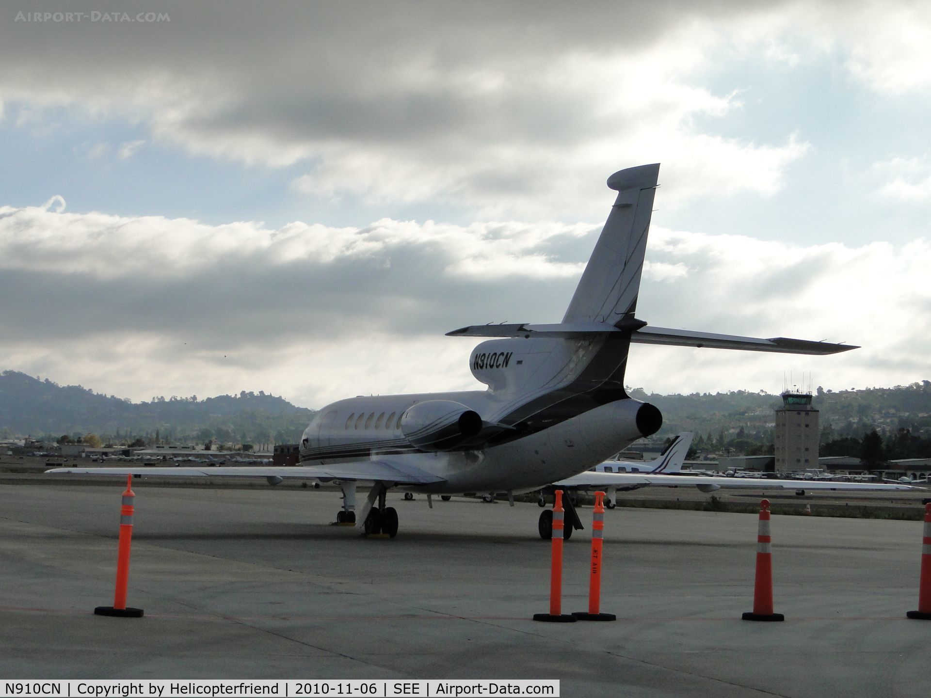 N910CN, 1981 Dassault Falcon 50 C/N 59, Just been re-fueled and parked on the side of Jet Air hangers