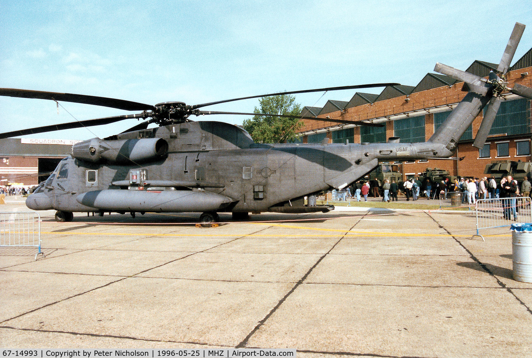 67-14993, 1967 Sikorsky MH-53J Pave Low III C/N 65-091, Pave Low III of the Mildenhall-based 21st Special Operations Squadron on display at the 1996 RAF Mildenhall Air Fete.