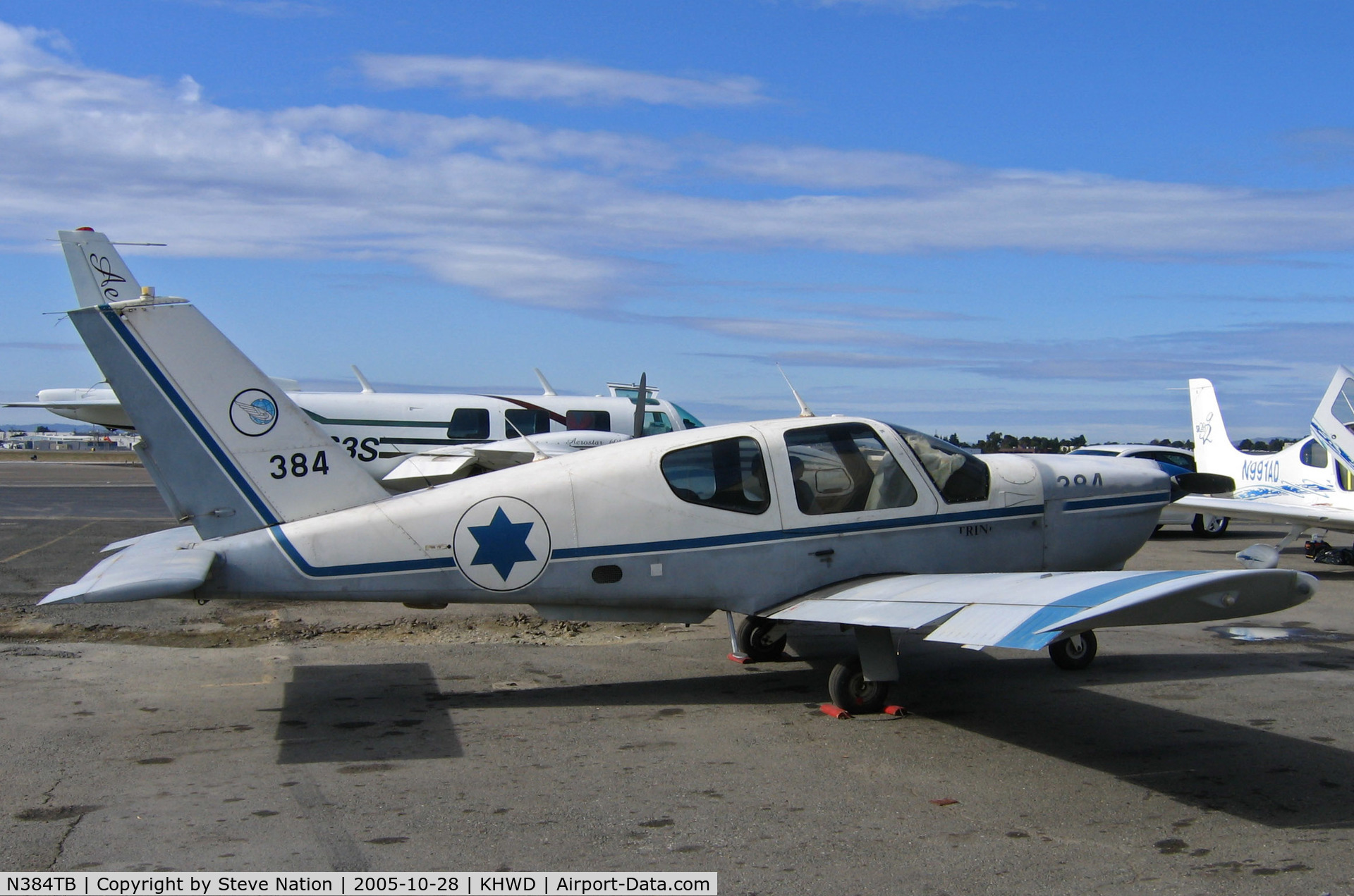 N384TB, 1995 Socata TB-20 Trinidad C/N 1730, ex-Israeli Defence Force 1995 TB-20 Trinidad No. 384 @ Hayward, CA with a dozen other TB-20s for 