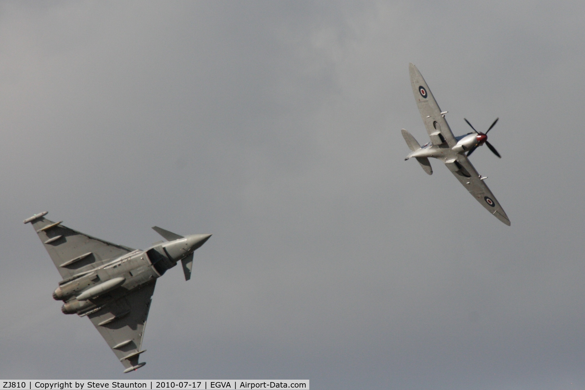 ZJ810, Eurofighter EF-2000 Typhoon T1 C/N 0033/BT011, Taken at the Royal International Air Tattoo 2010, displayed with Spitfire MK356 of the Battle of Britian Memorial Flight