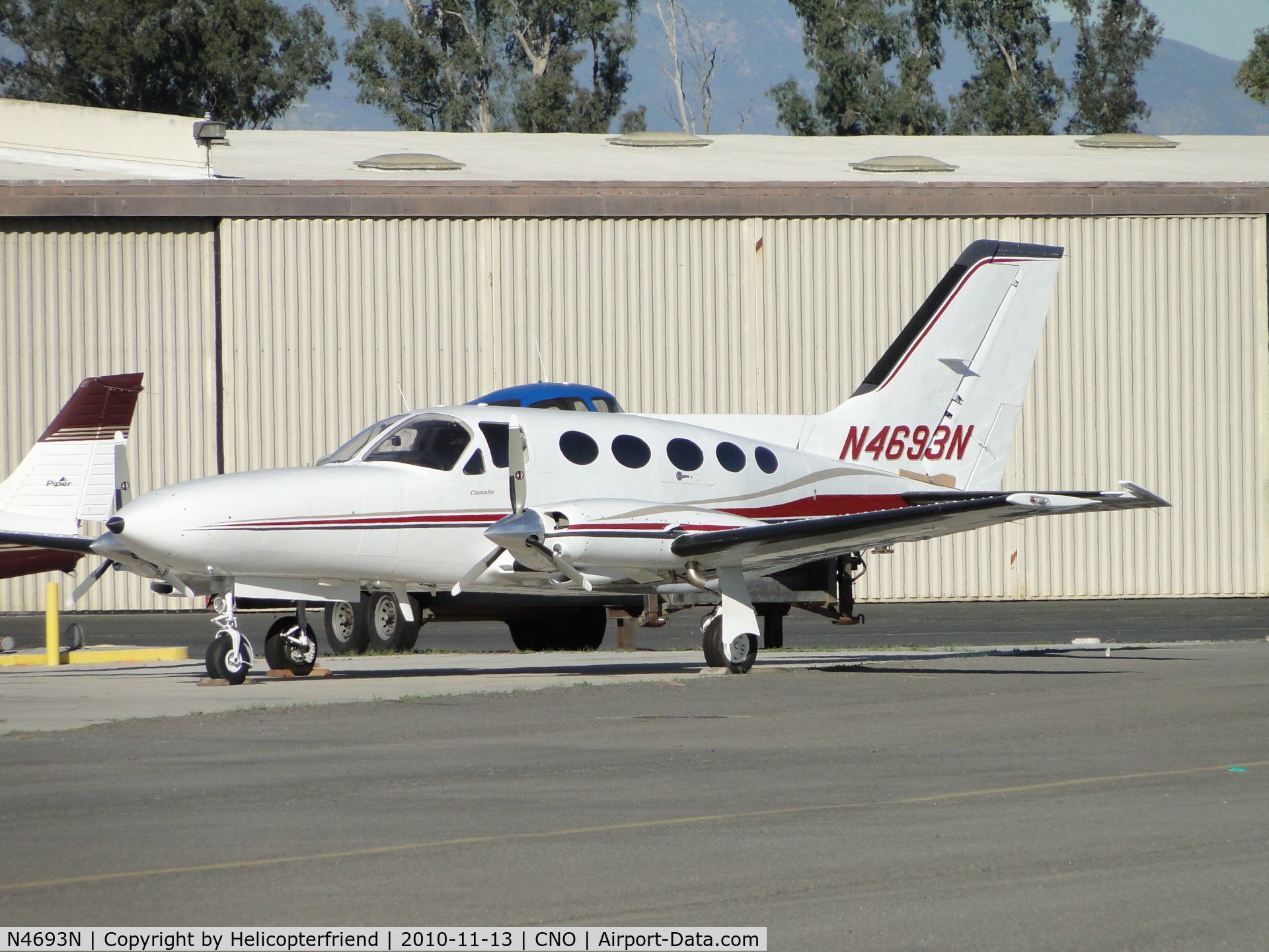 N4693N, Cessna 414A Chancellor C/N 414A0079, Parked east & north of the tower