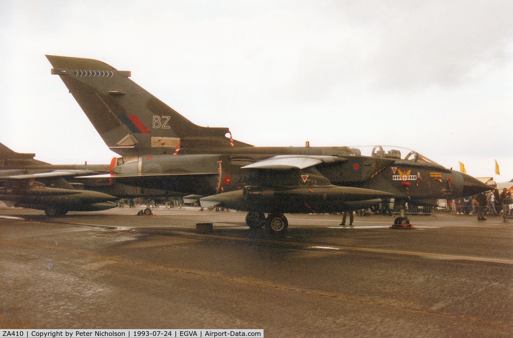 ZA410, 1983 Panavia Tornado GR.1 C/N 227/BT034/3109, Tornado GR.1(T), callsign Rafair 520, of 14 Squadron based at RAF Bruggen on display at the 1993 Intnl Air Tattoo at RAF Fairford.