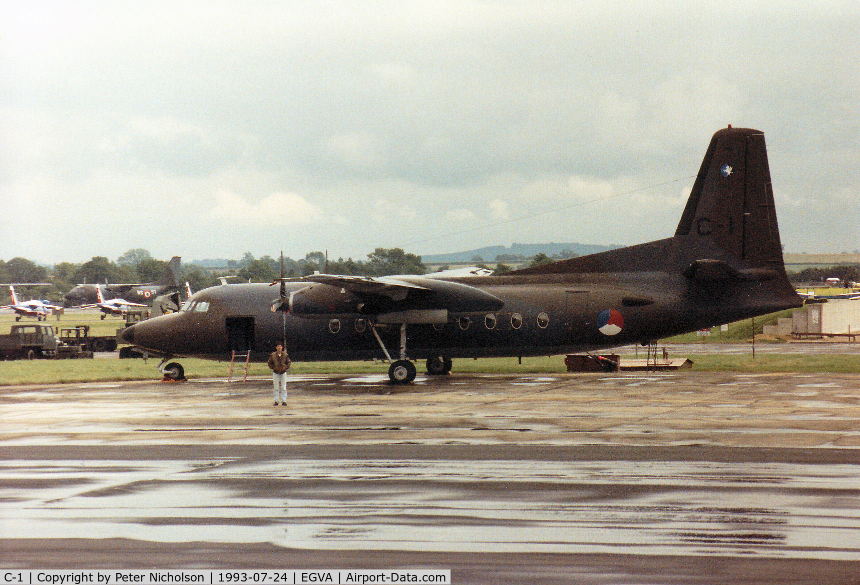 C-1, 1960 Fokker F.27-100 Friendship C/N 10152, F-27-100 Friendship, callsign Netherlands Air Force 18, of 334 Squadron on the flight-line at the 1993 Intnl Air Tattoo at RAF Fairford.