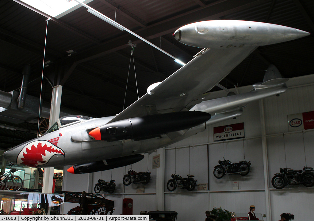 J-1603, De Havilland (F+W Emmen) DH-112 Venom FB.50 C/N 813, S/n 813 - Preserved Swiss Air Force Venom F.50 @ Sinsheim Museum...