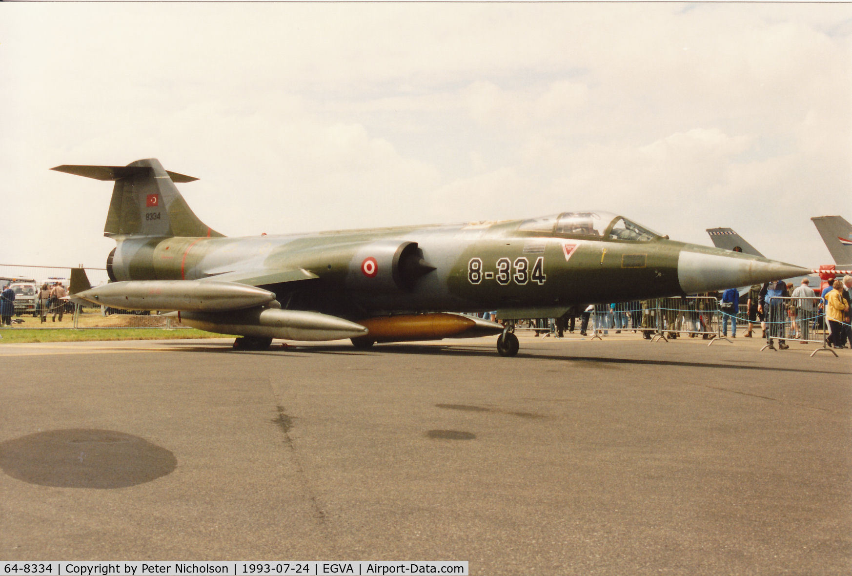 64-8334, 1964 Lockheed F-104G Starfighter C/N 683-8334, F-104G Starfighter of 181 Filo Turkish Air Force on display at the 1993 Intnl Air Tattoo at RAF Fairford.